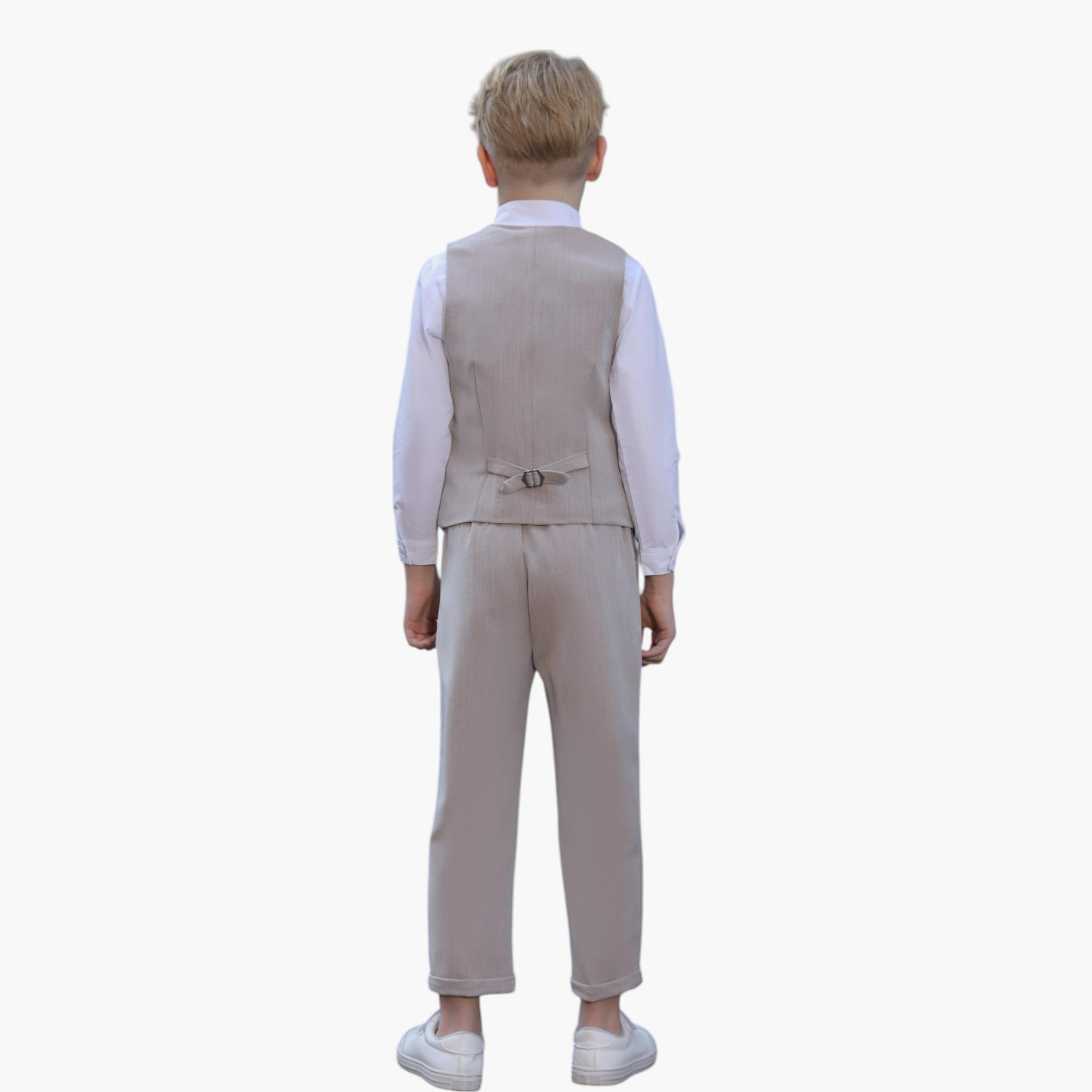 قميص سادة بأكمام طويلة 3 قطع وبنطلون وصدرية من فيكتور اند جين-boys-clothing-setsandcoords-image-7