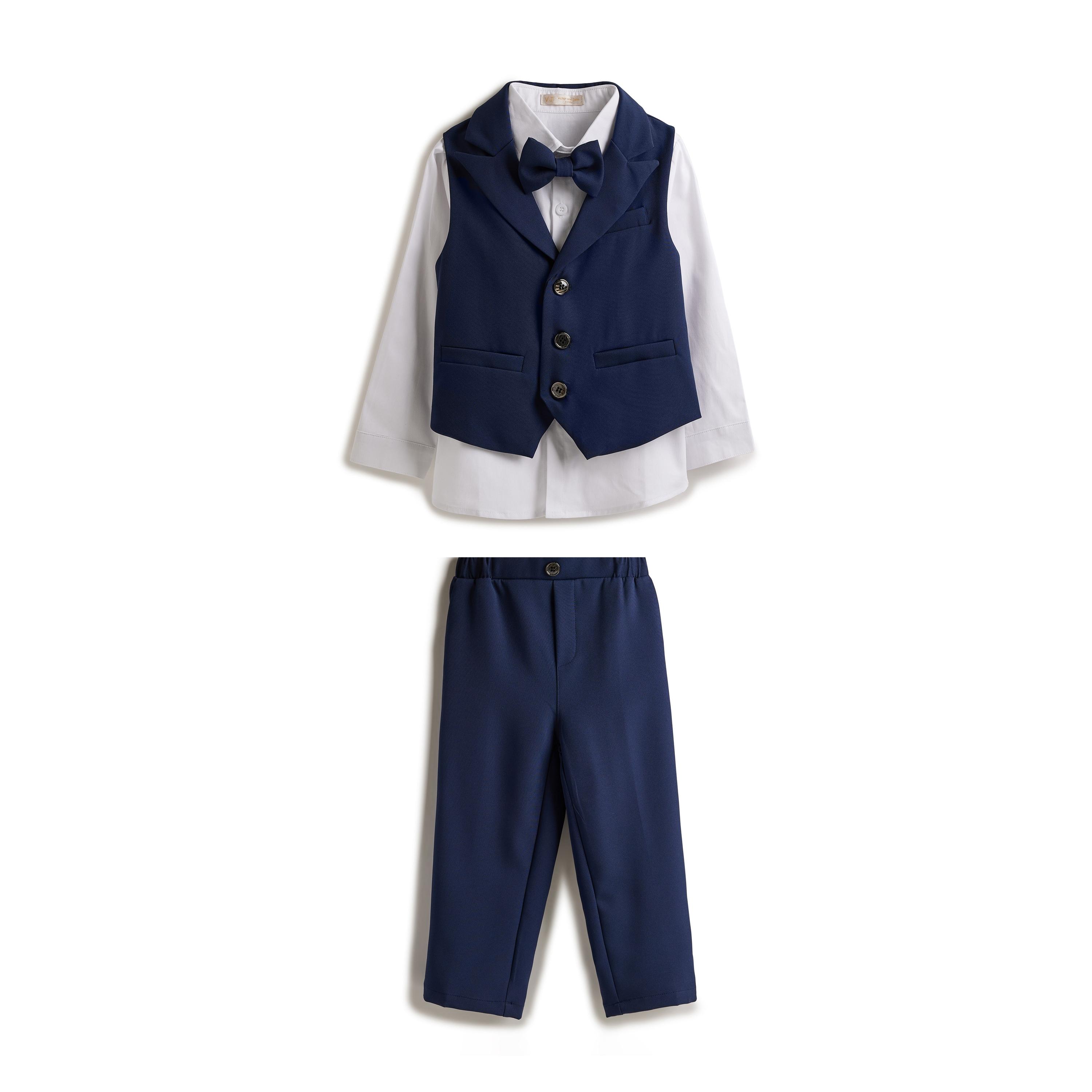 قميص سادة بأكمام طويلة 3 قطع وبنطلون وصدرية من فيكتور اند جين-boys-clothing-setsandcoords-image-8