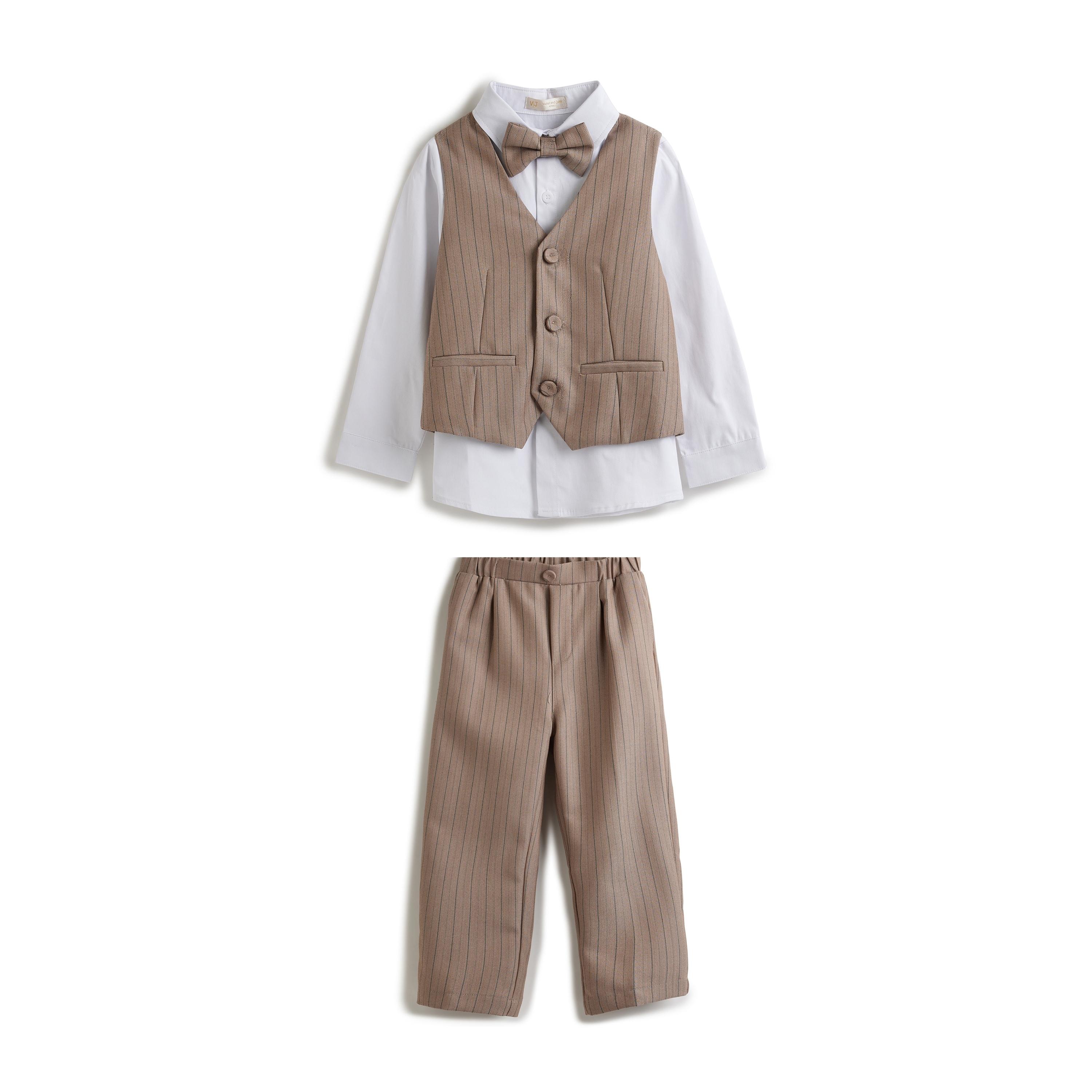 Victor and Jane 3-Piece Solid Long Sleeves Shirt, Pants with Waistcoat-boys-clothing-setsandcoords-image-1