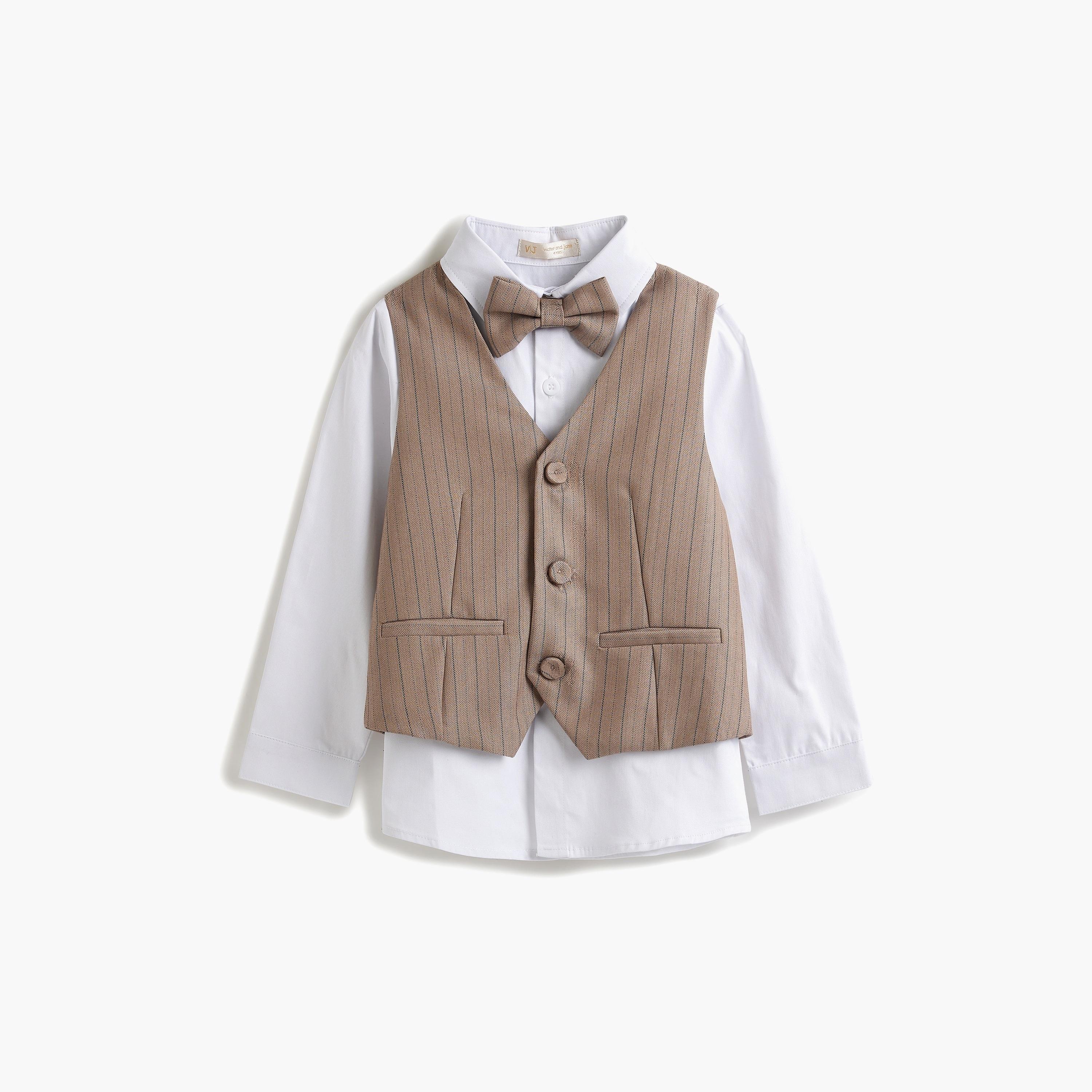 Victor and Jane 3-Piece Solid Long Sleeves Shirt, Pants with Waistcoat-boys-clothing-setsandcoords-image-5