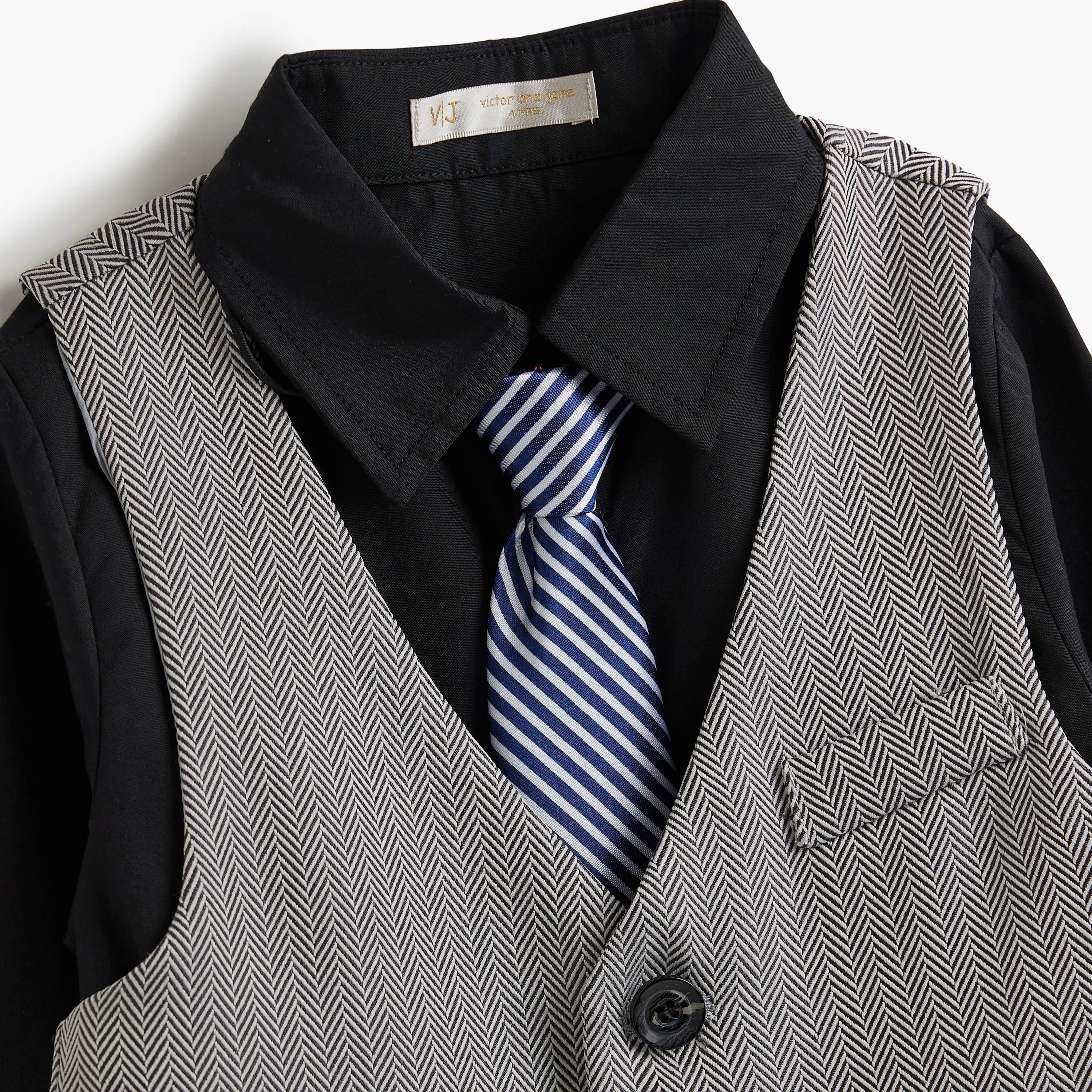 قميص سادة بأكمام طويلة 3 قطع وبنطلون وصدرية من فيكتور اند جين-boys-clothing-setsandcoords-image-2