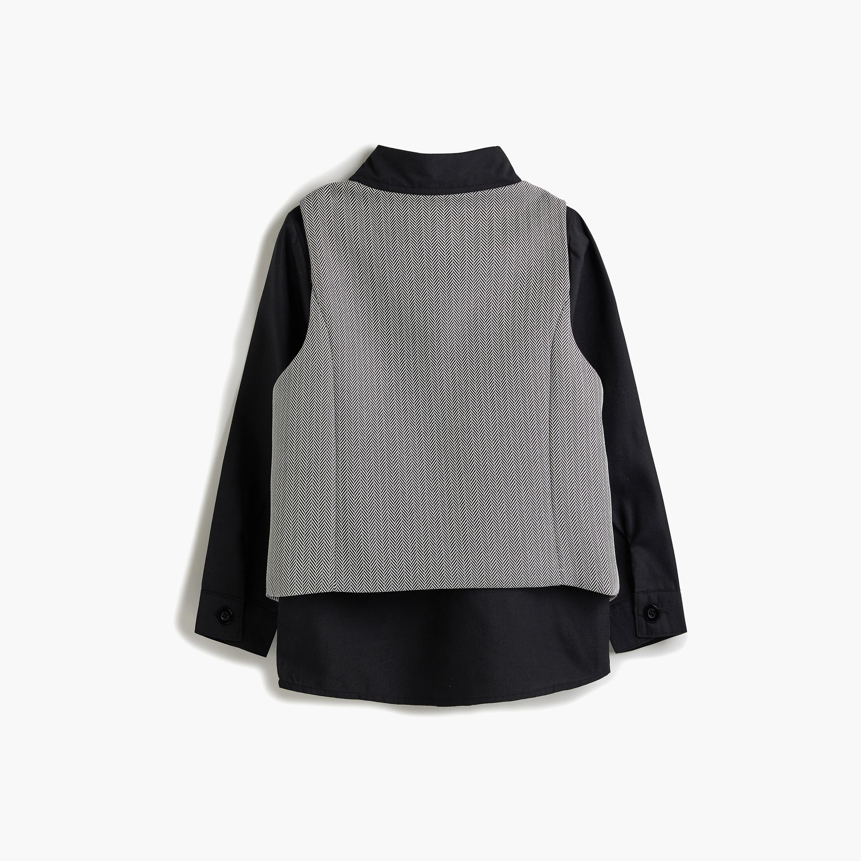 قميص سادة بأكمام طويلة 3 قطع وبنطلون وصدرية من فيكتور اند جين-boys-clothing-setsandcoords-image-9