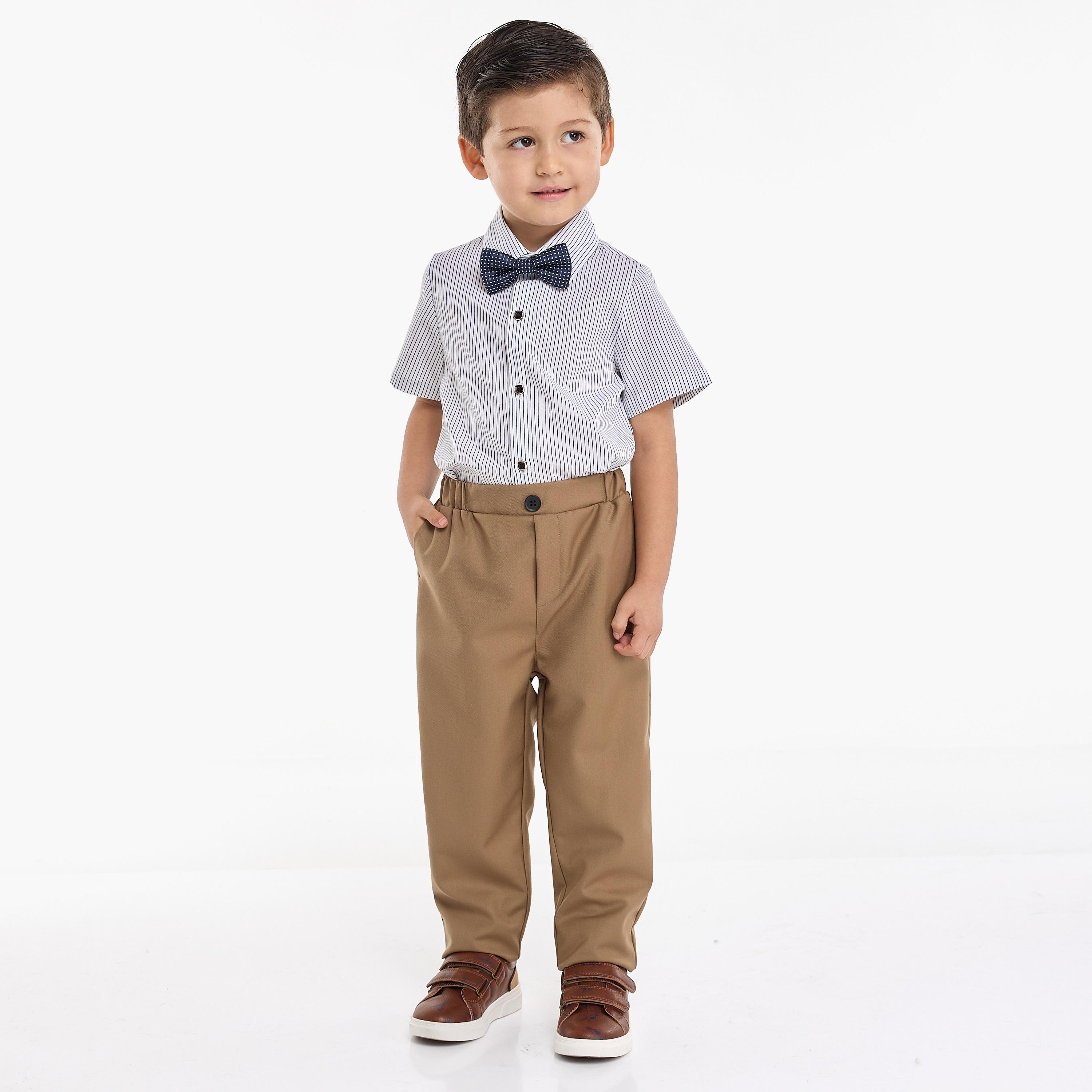 Victor and Jane 4-Piece Solid Short Sleeves Shirt, Pants, Waistcoat with Tie-baby-boys-clothing-setsandcoords-image-3