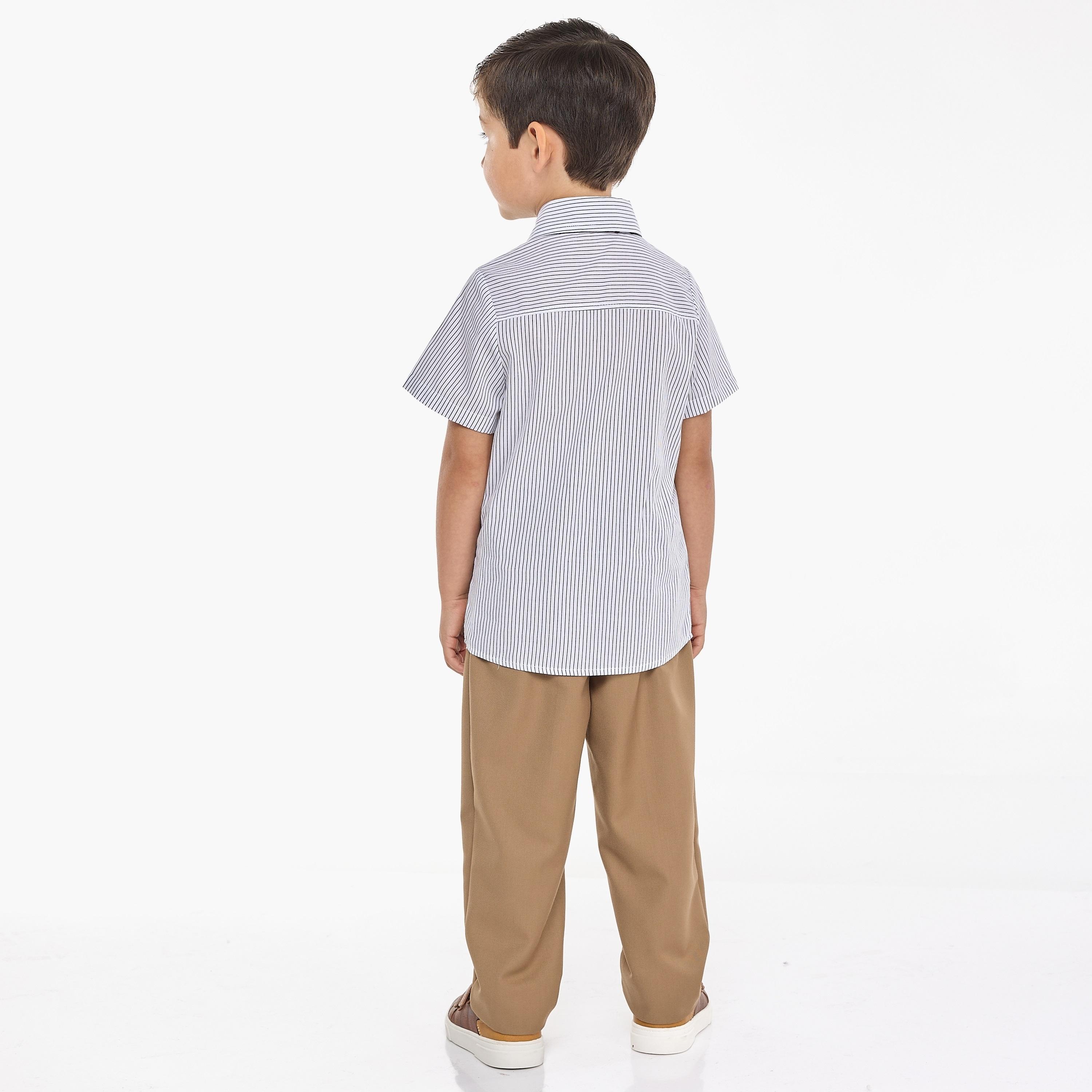 Victor and Jane 4-Piece Solid Short Sleeves Shirt, Pants, Waistcoat with Tie-baby-boys-clothing-setsandcoords-image-4