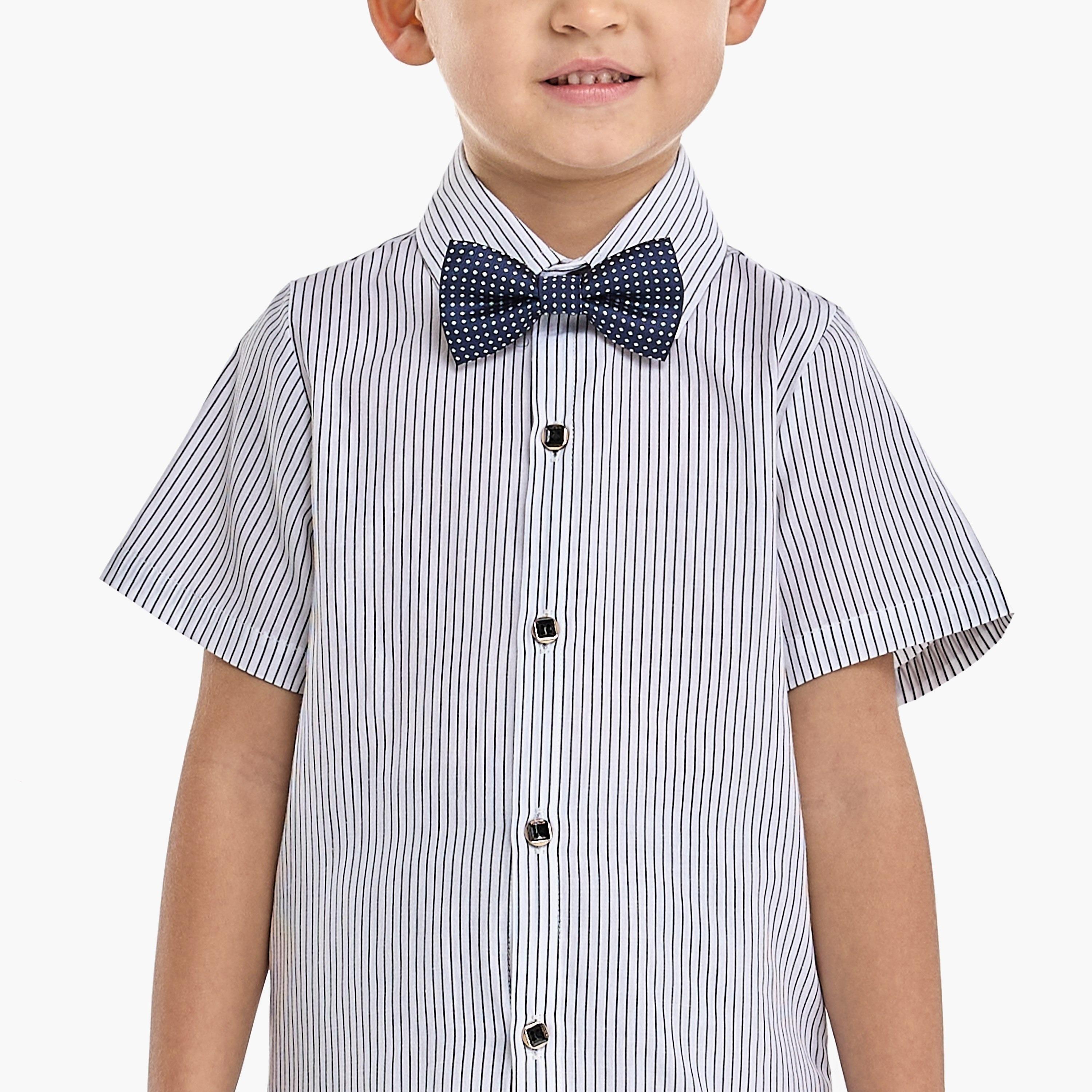 Victor and Jane 4-Piece Solid Short Sleeves Shirt, Pants, Waistcoat with Tie-baby-boys-clothing-setsandcoords-image-5