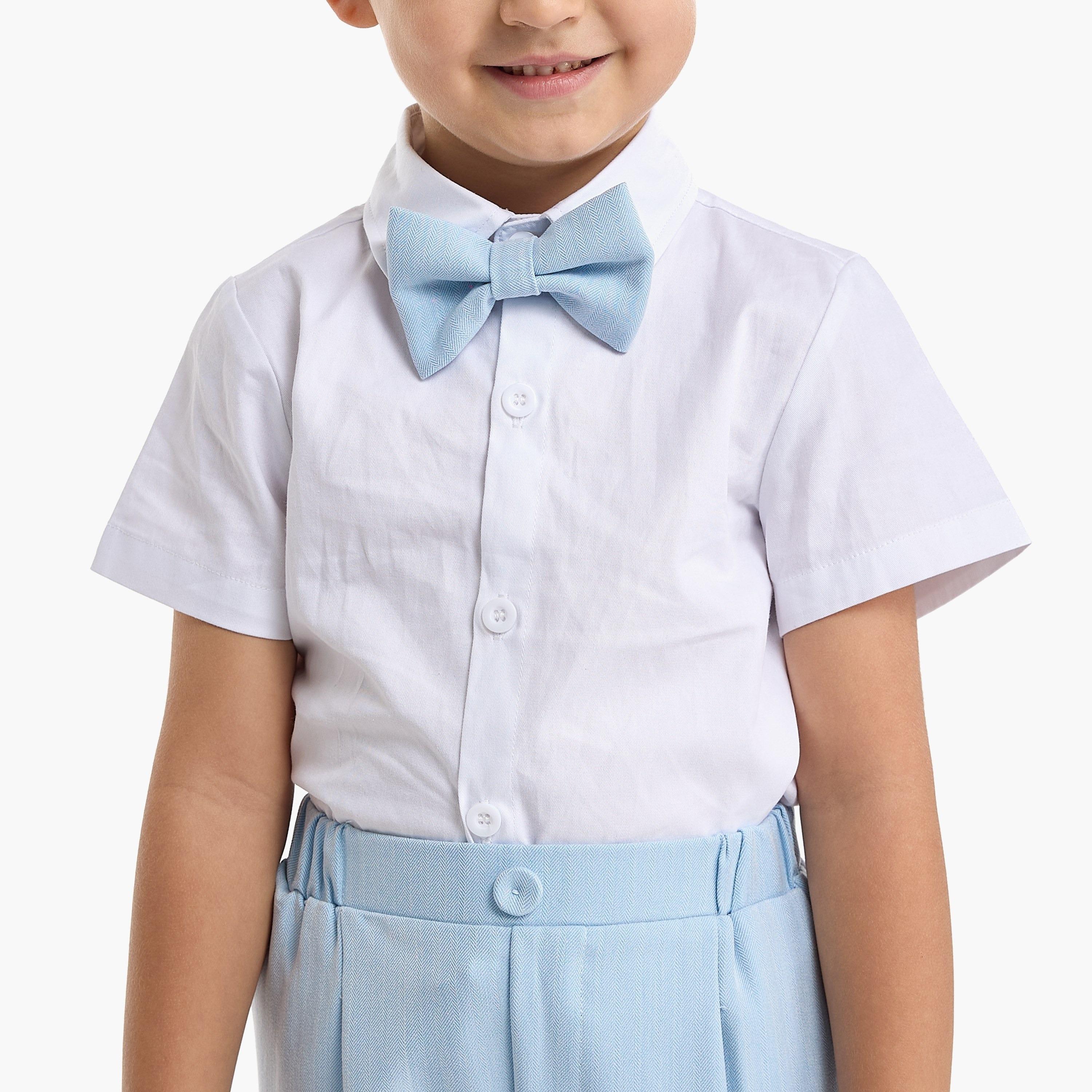 Victor and Jane 4-Piece Solid Short Sleeves Shirt, Pants, Waistcoat with Tie-boys-clothing-setsandcoords-image-5