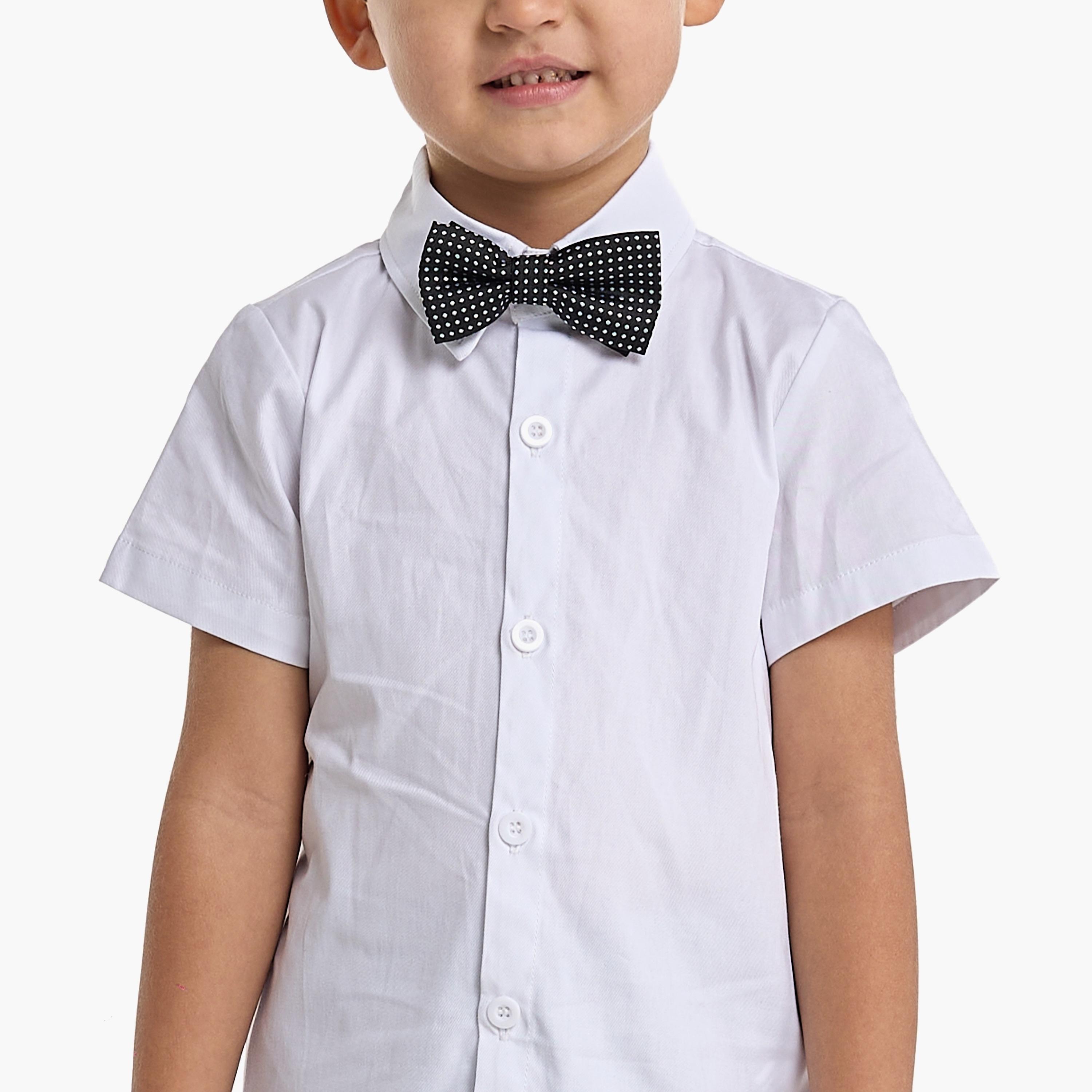 Victor and Jane 4-Piece Solid Short Sleeves Shirt, Shorts, Waistcoat with Tie-boys-clothing-setsandcoords-image-5