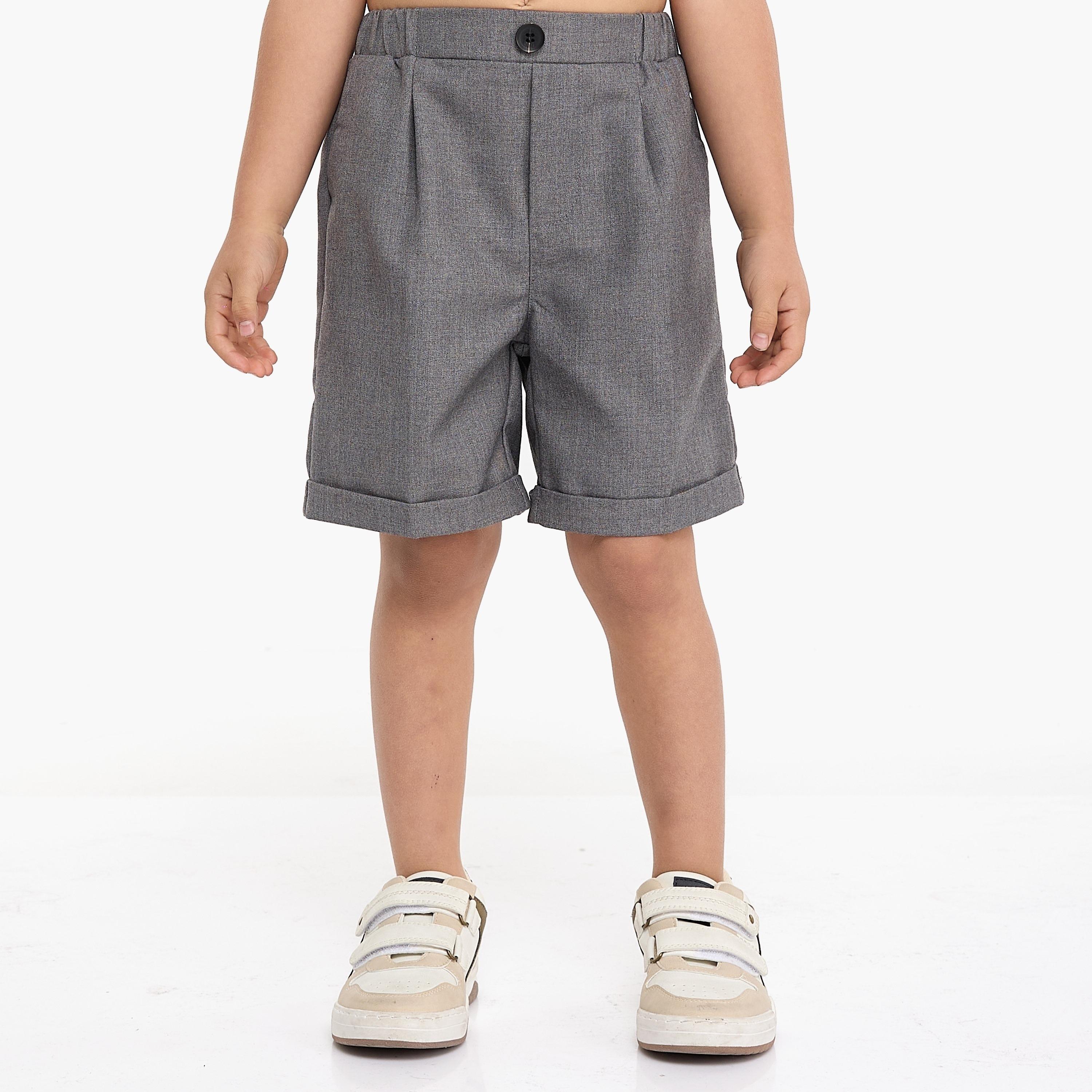 Victor and Jane 4-Piece Solid Short Sleeves Shirt, Shorts, Waistcoat with Tie-boys-clothing-setsandcoords-image-6