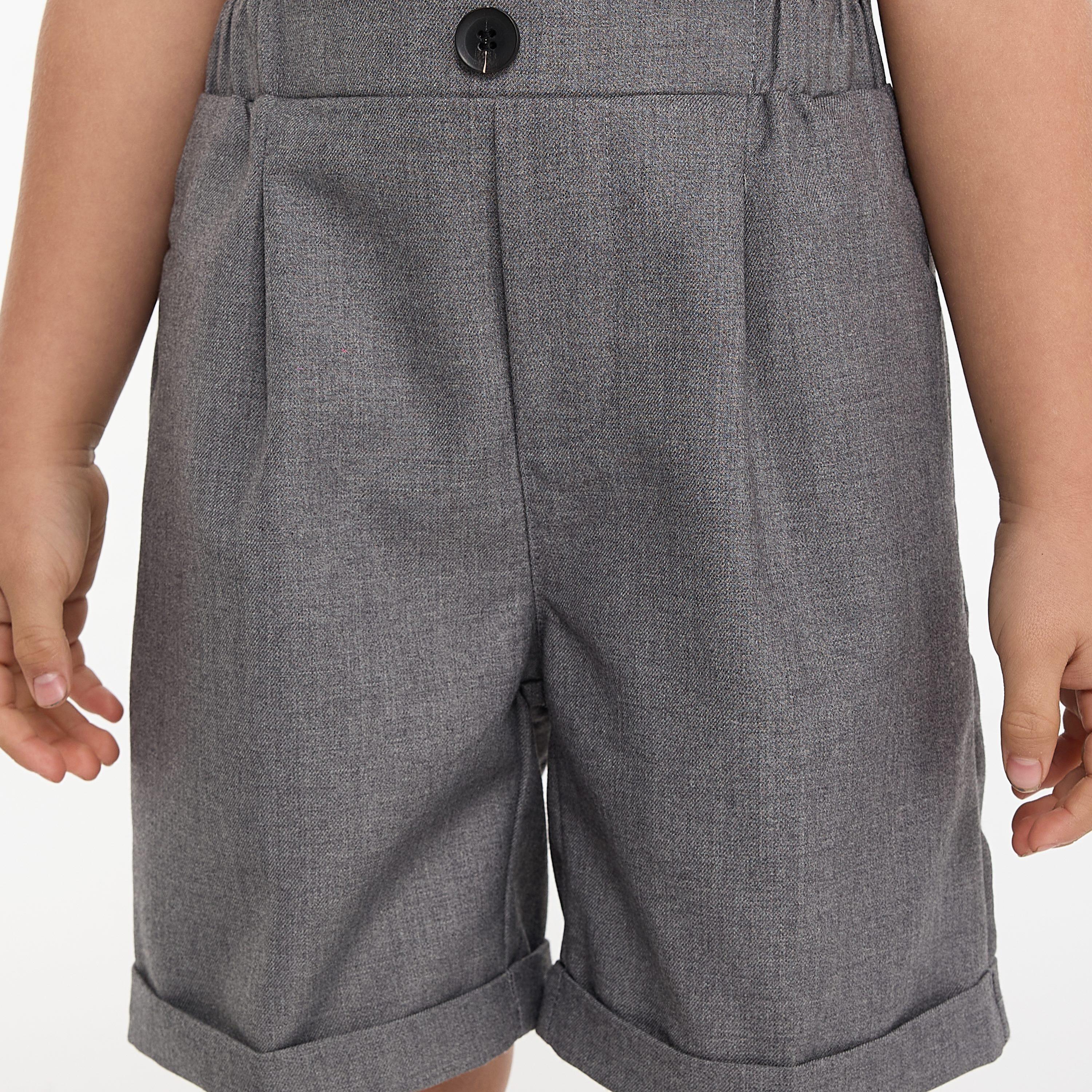 Victor and Jane 4-Piece Solid Short Sleeves Shirt, Shorts, Waistcoat with Tie-boys-clothing-setsandcoords-image-7
