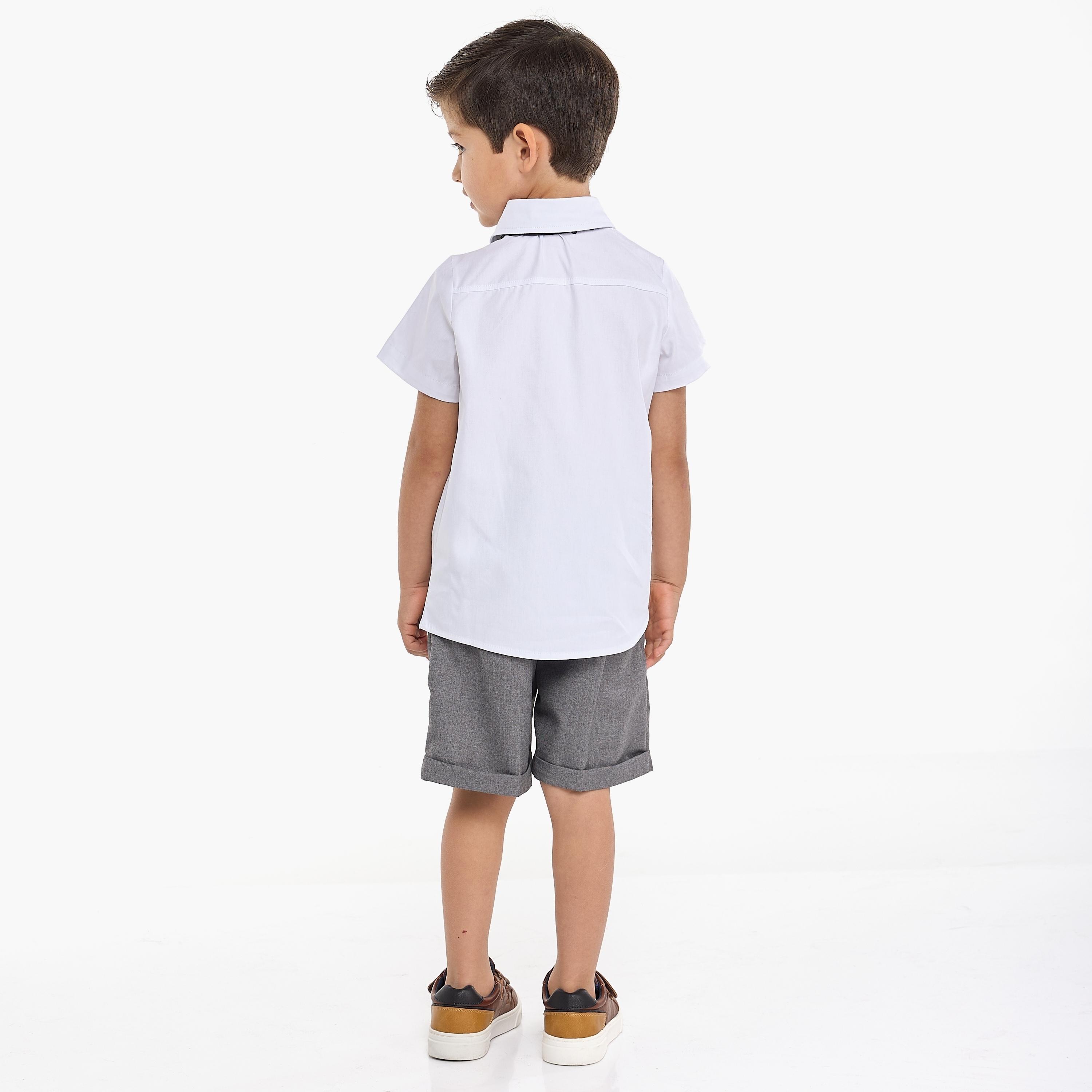 Victor and Jane 4-Piece Solid Short Sleeves Shirt, Shorts, Suspender with Tie-baby-boys-clothing-setsandcoords-image-5