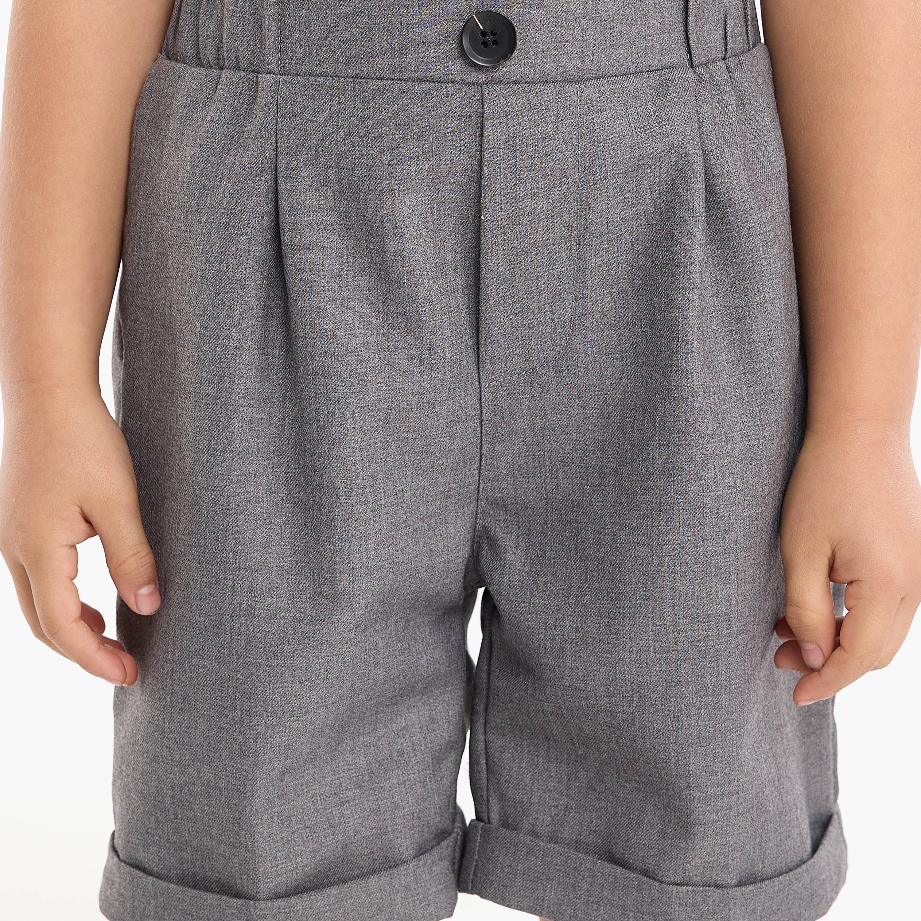 Victor and Jane 4-Piece Solid Short Sleeves Shirt, Shorts, Suspender with Tie-baby-boys-clothing-setsandcoords-image-8