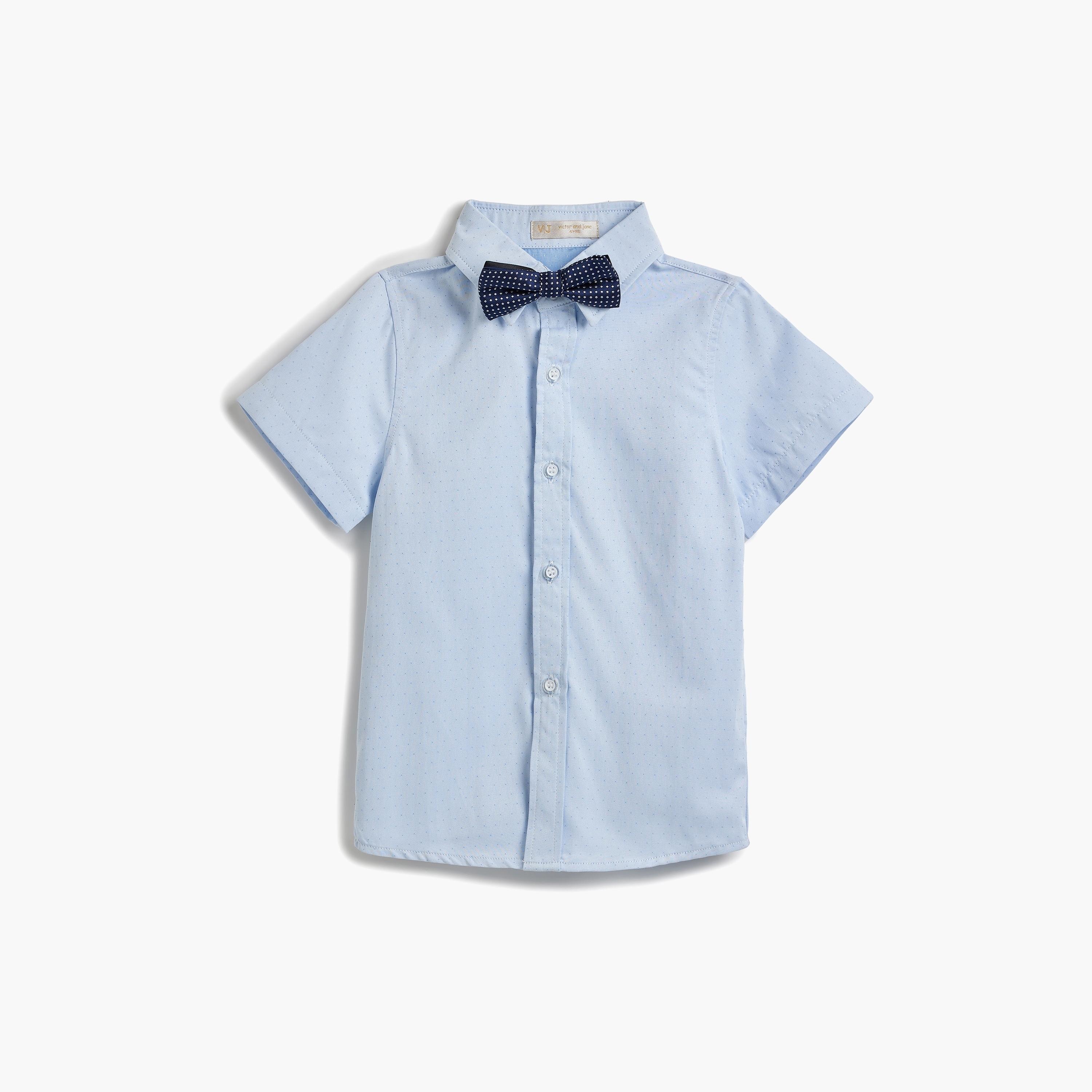 قميص سادة بأكمام قصيرة 4 قطع وشورت وحمالة مع ربطة عنق من فيكتور اند جين-boys-clothing-setsandcoords-image-6