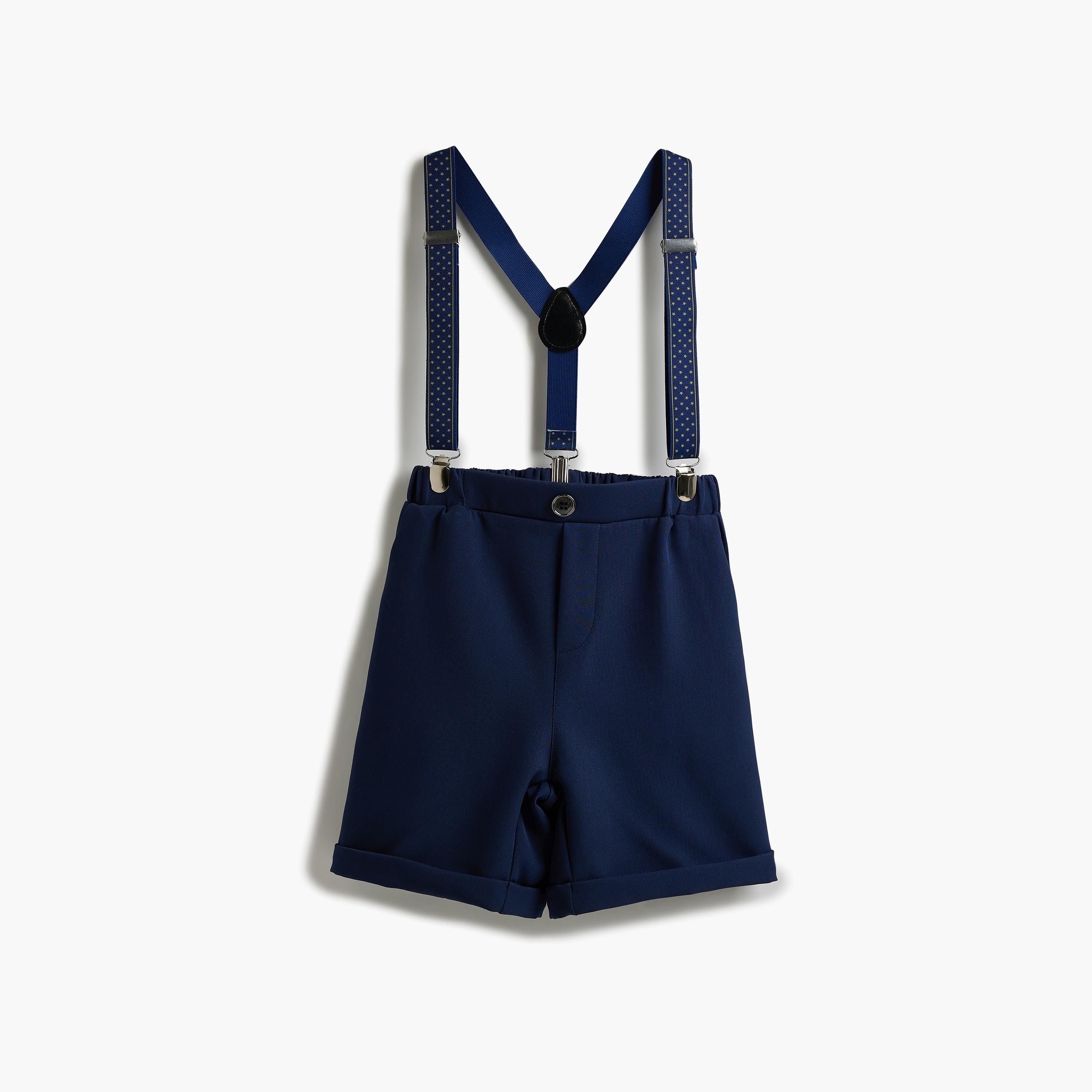 قميص سادة بأكمام قصيرة 4 قطع وشورت وحمالة مع ربطة عنق من فيكتور اند جين-boys-clothing-setsandcoords-image-7