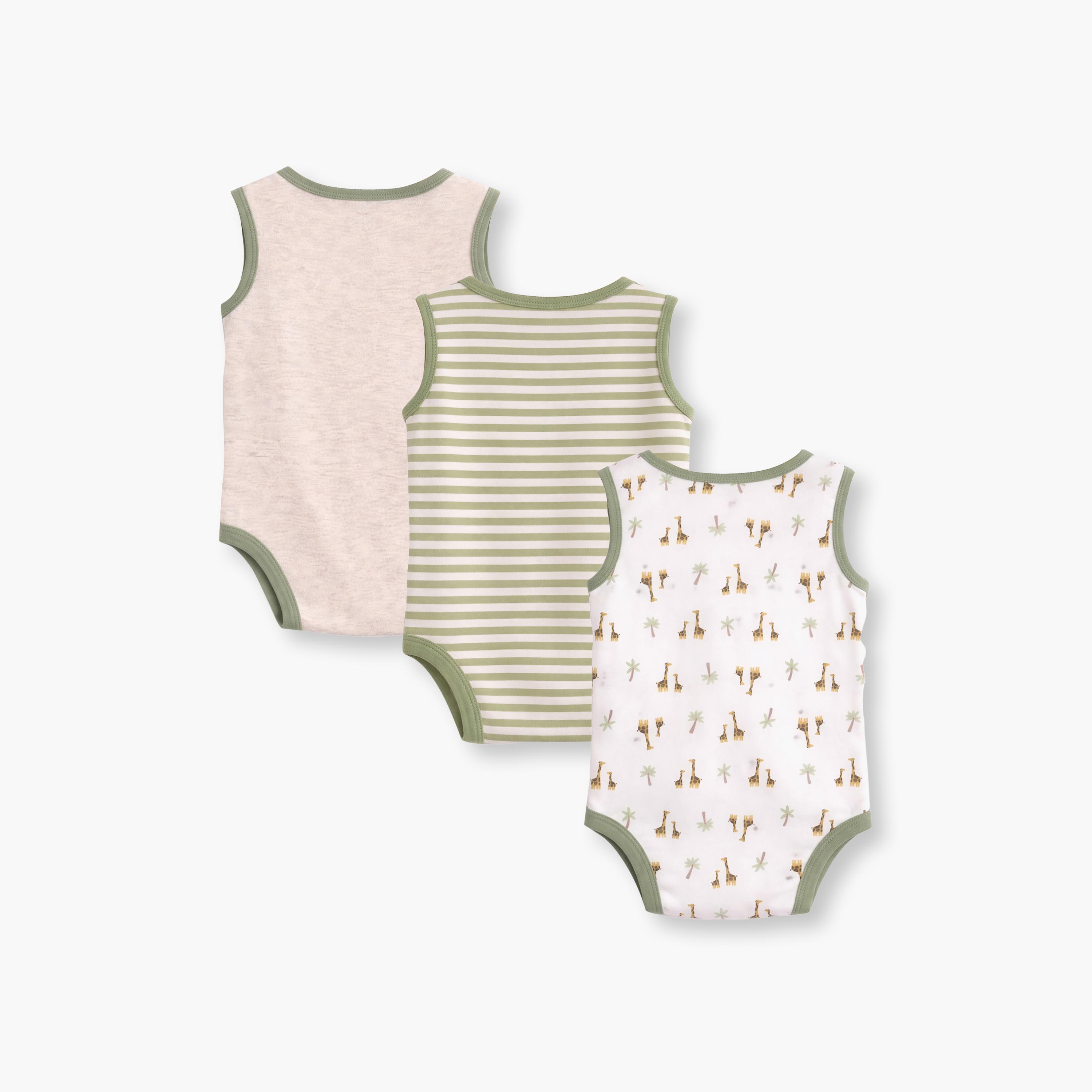 بودي سوت بدون أكمام بطبعة زرافة مكون من 3 قطع من فيكتور آند جين-baby-boys-clothing-bodysuits-image-2