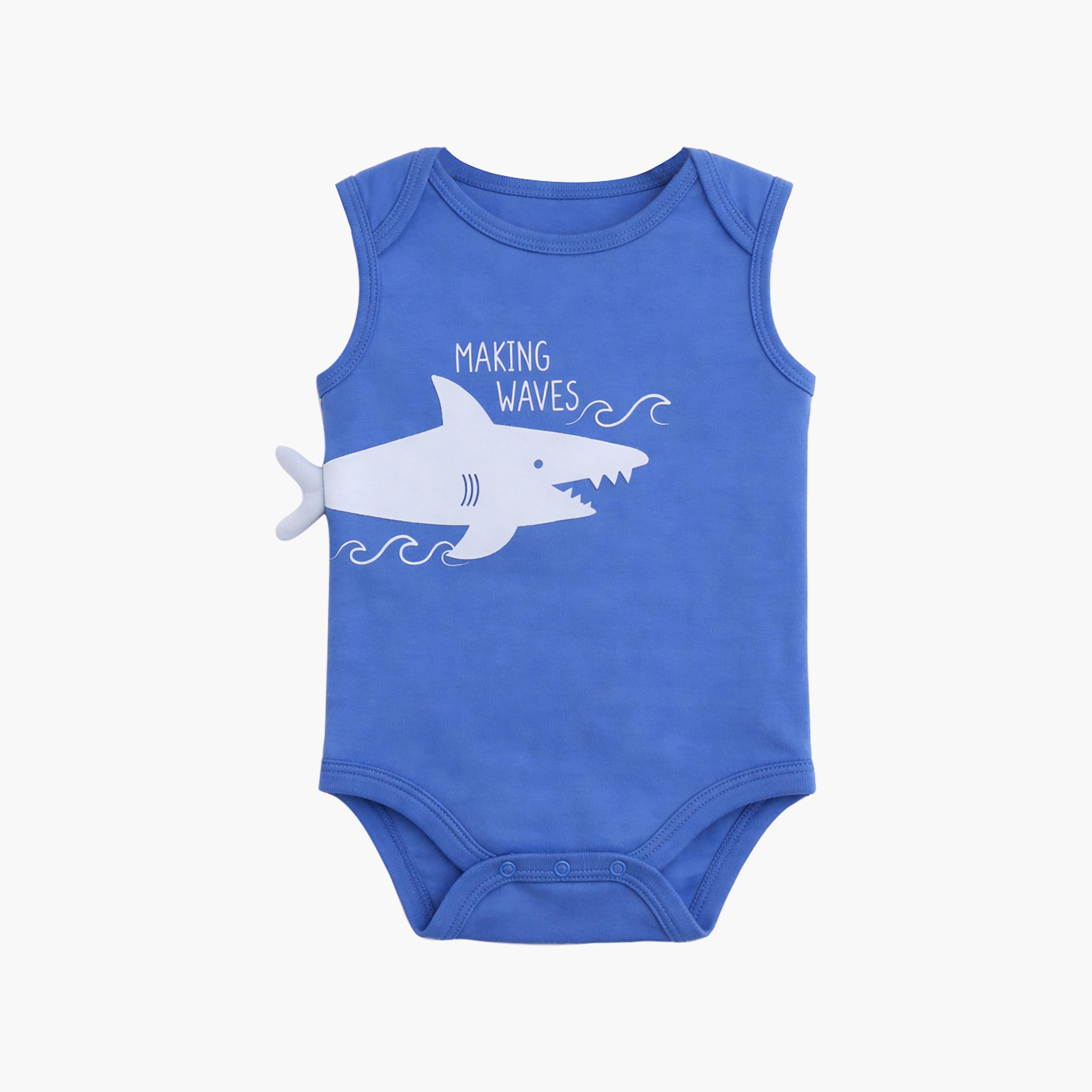 Victor and Jane 3-Piece Sleeveless Shark Printed Bodysuit-baby-boys-clothing-bodysuits-image-3