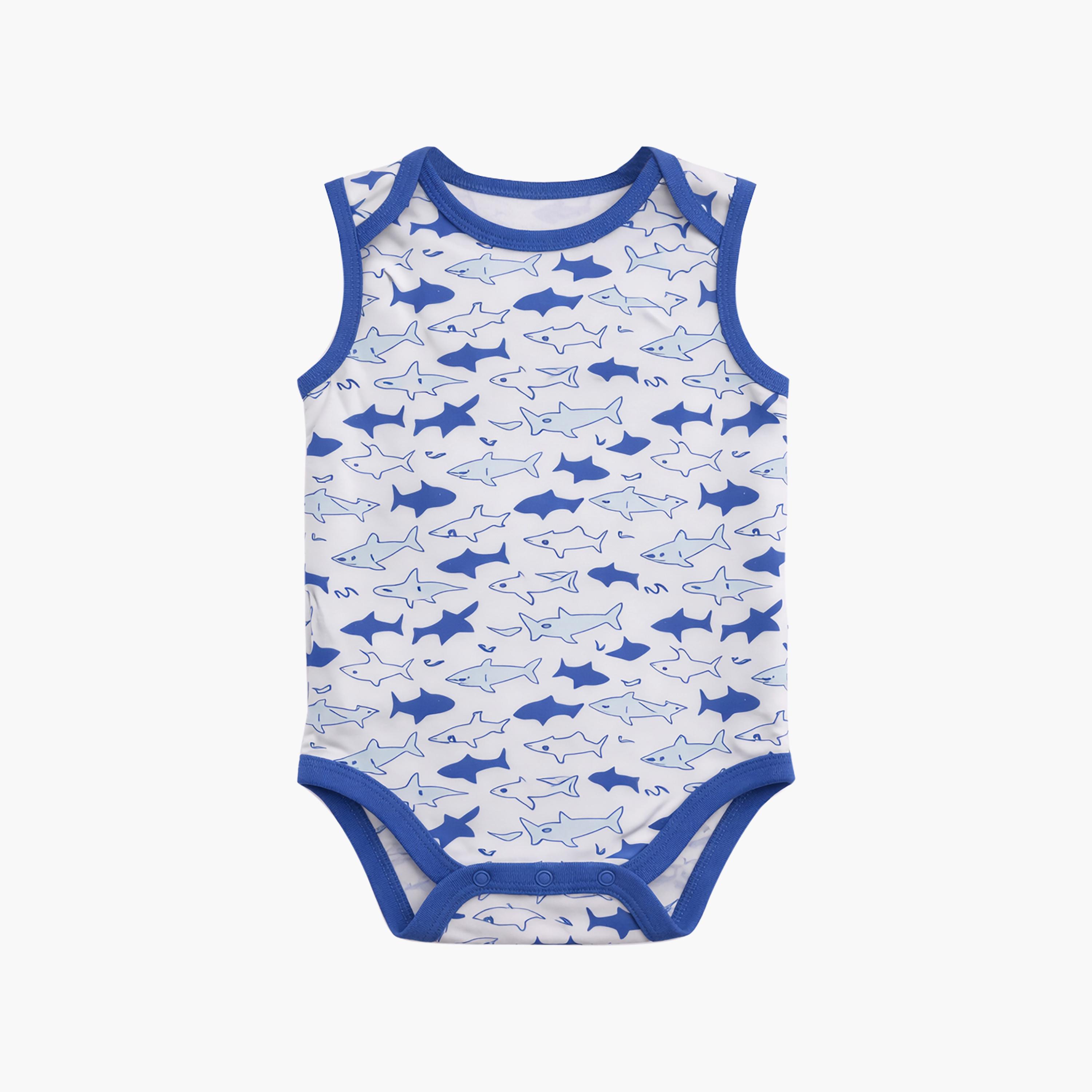 Victor and Jane 3-Piece Sleeveless Shark Printed Bodysuit-baby-boys-clothing-bodysuits-image-7