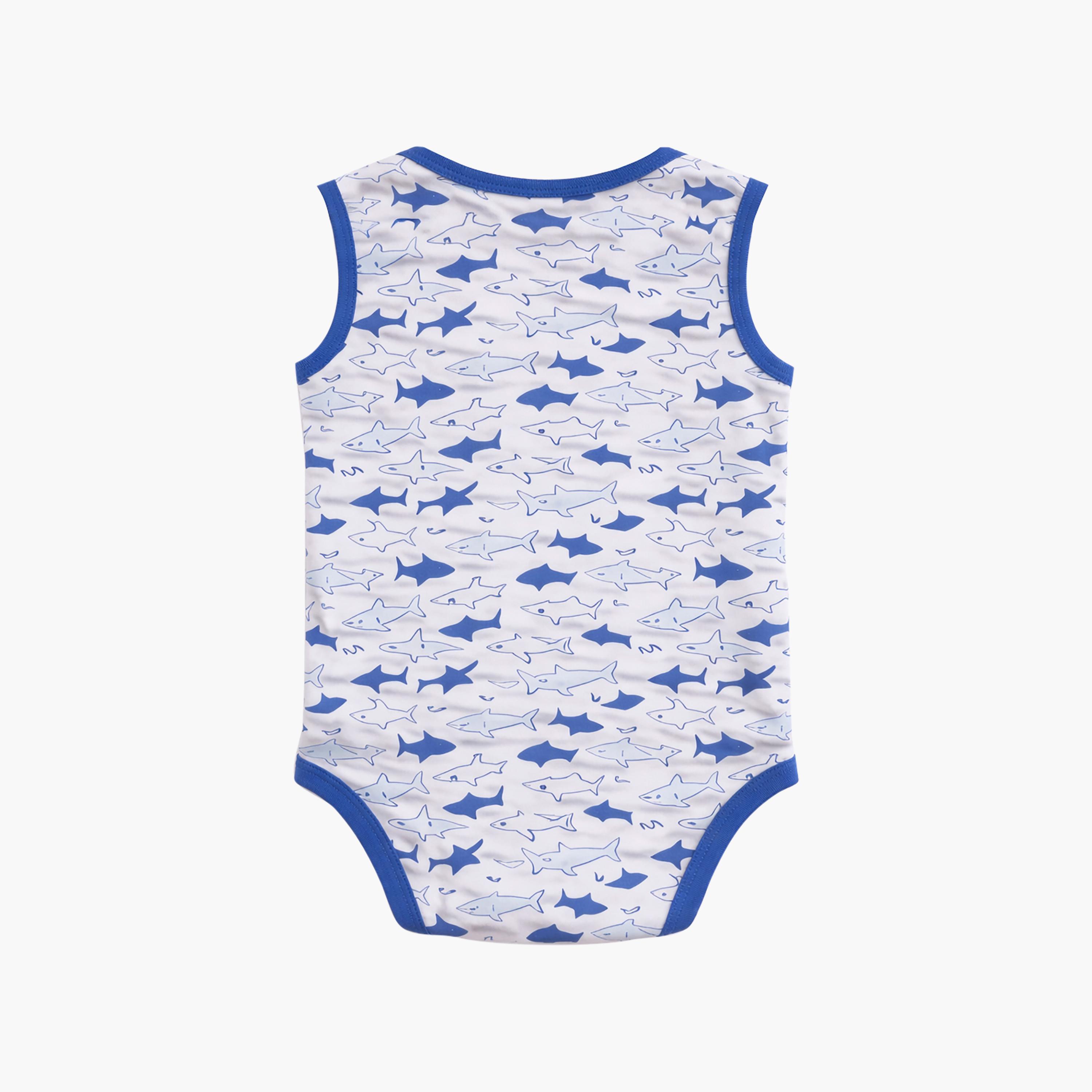 Victor and Jane 3-Piece Sleeveless Shark Printed Bodysuit-baby-boys-clothing-bodysuits-image-8