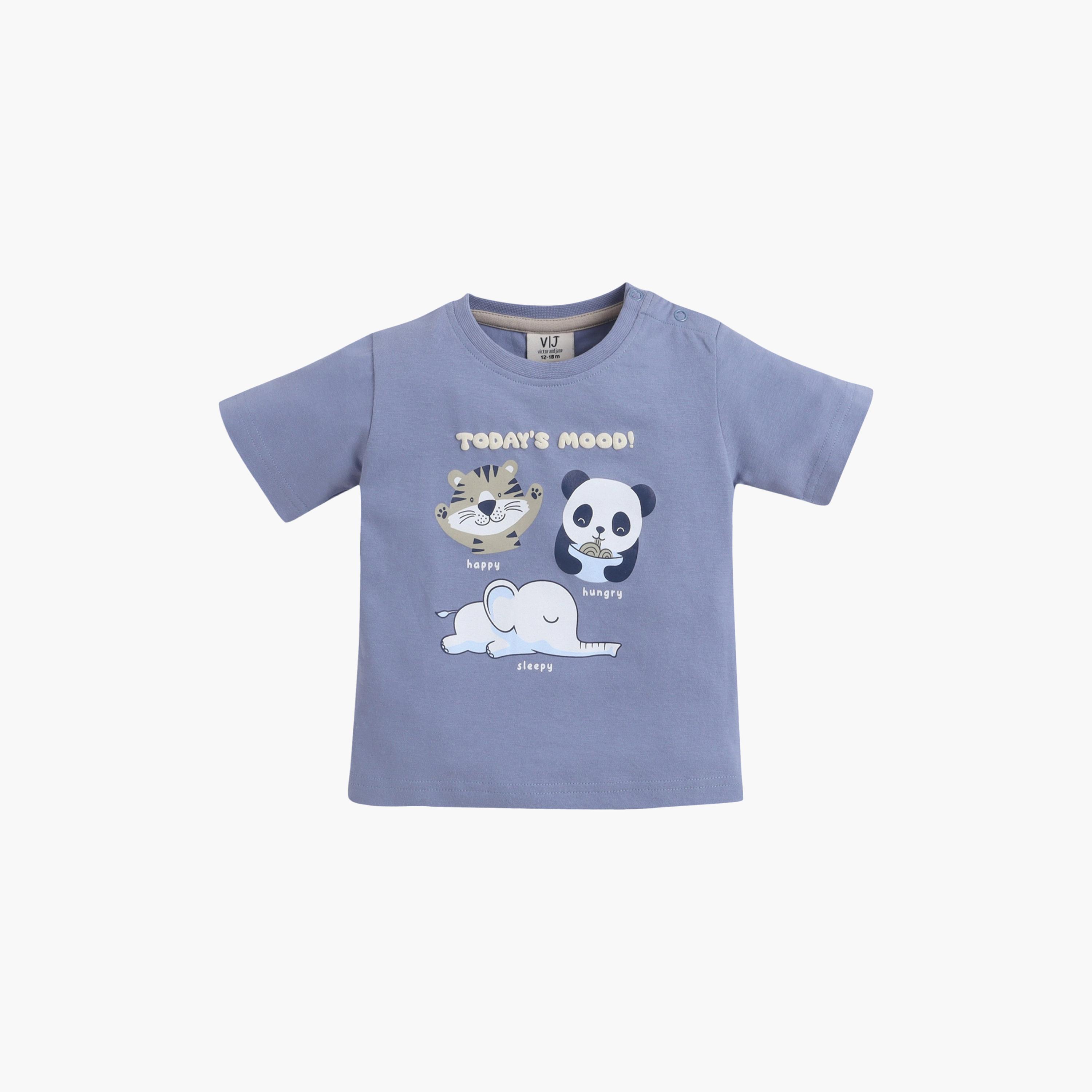 طقم تي شيرت بياقة مستديرة وشورت بطبعة حيوانات من فيكتور آند جين-boys-clothing-setsandcoords-image-3