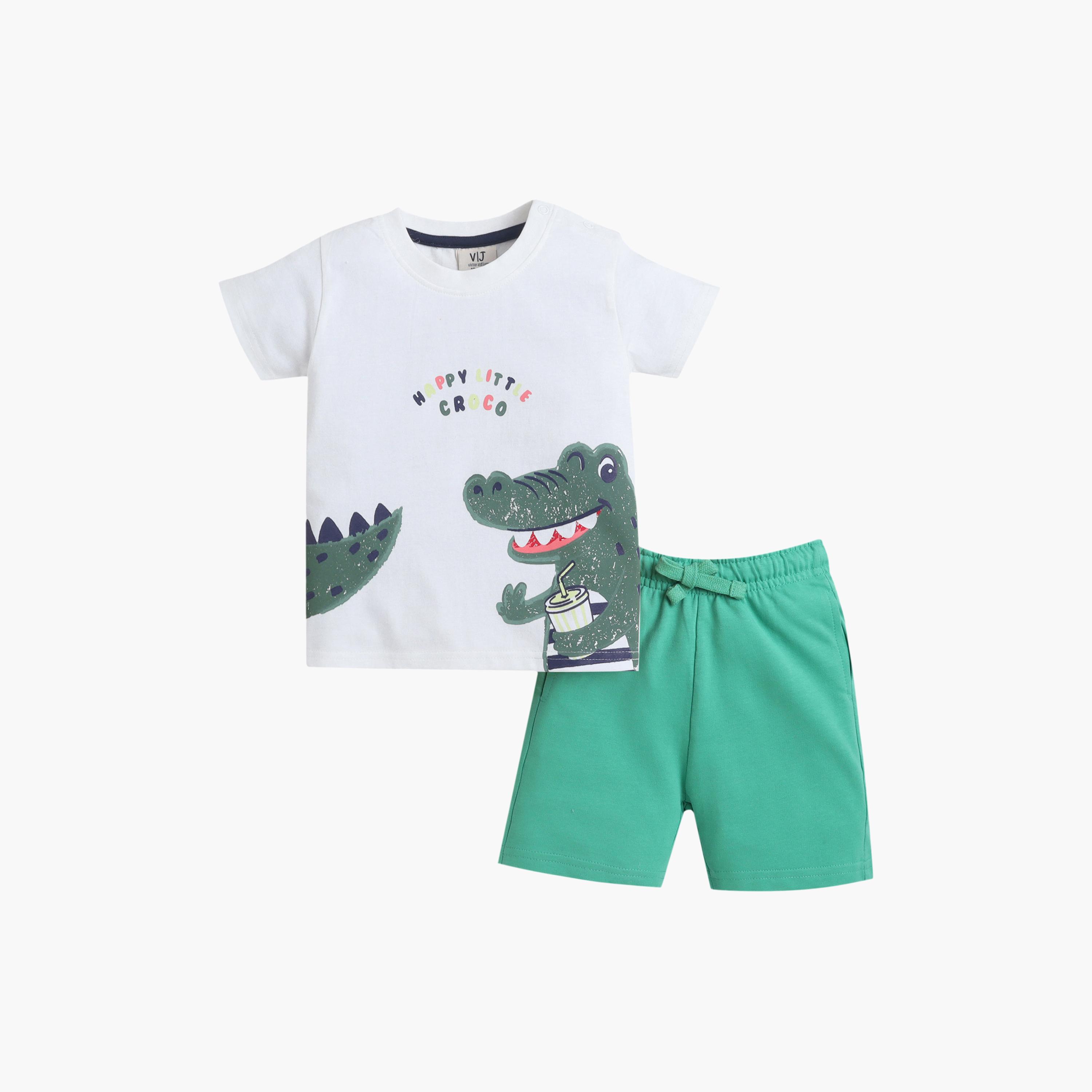 Victor and Jane 4-Piece Graphic Short Sleeves T-Shirts, Pants with Shorts-boys-clothing-setsandcoords-image-12