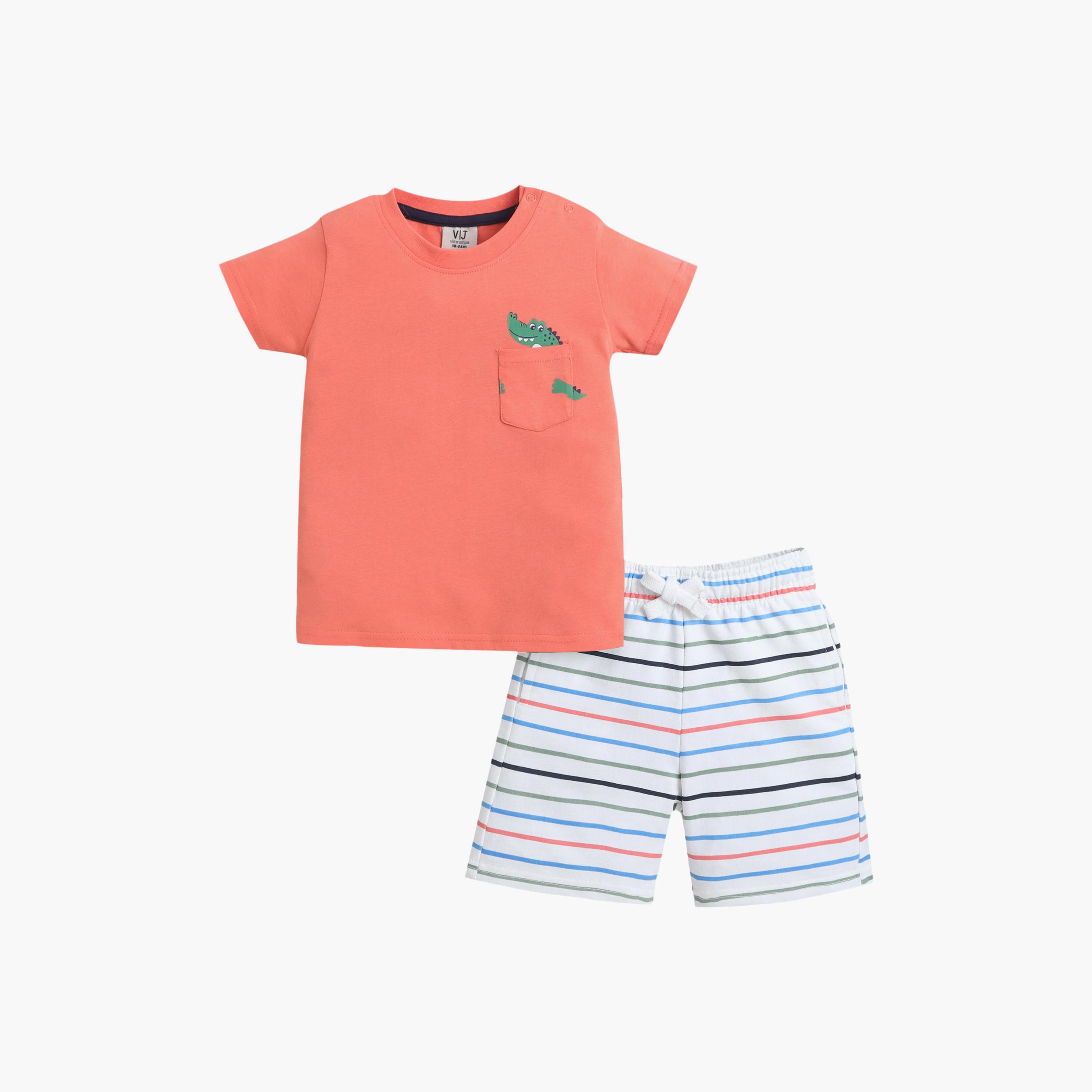 Victor and Jane 4-Piece Graphic Short Sleeves T-Shirts, Pants with Shorts-boys-clothing-setsandcoords-image-13