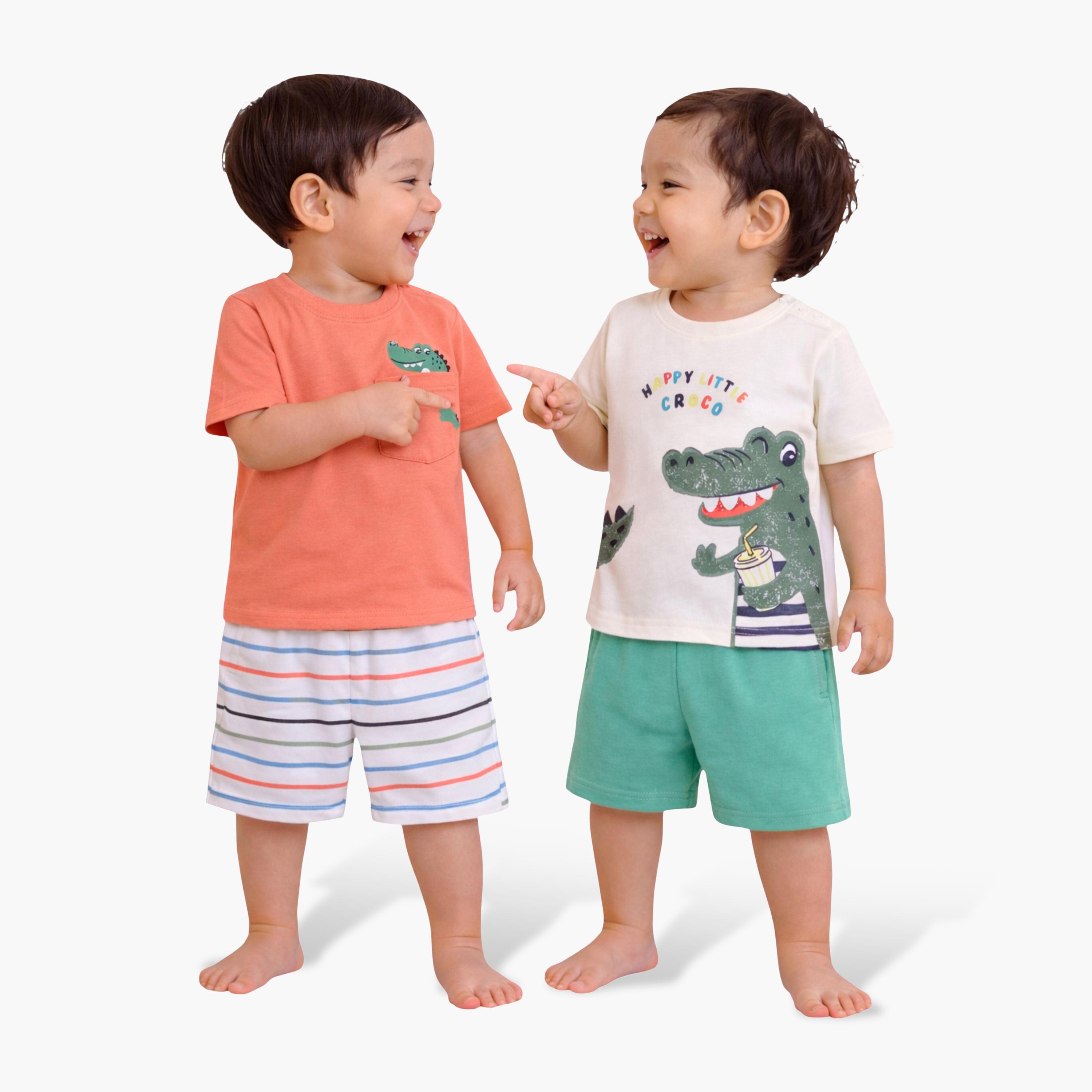 Victor and Jane 4-Piece Graphic Short Sleeves T-Shirts, Pants with Shorts-boys-clothing-setsandcoords-image-9