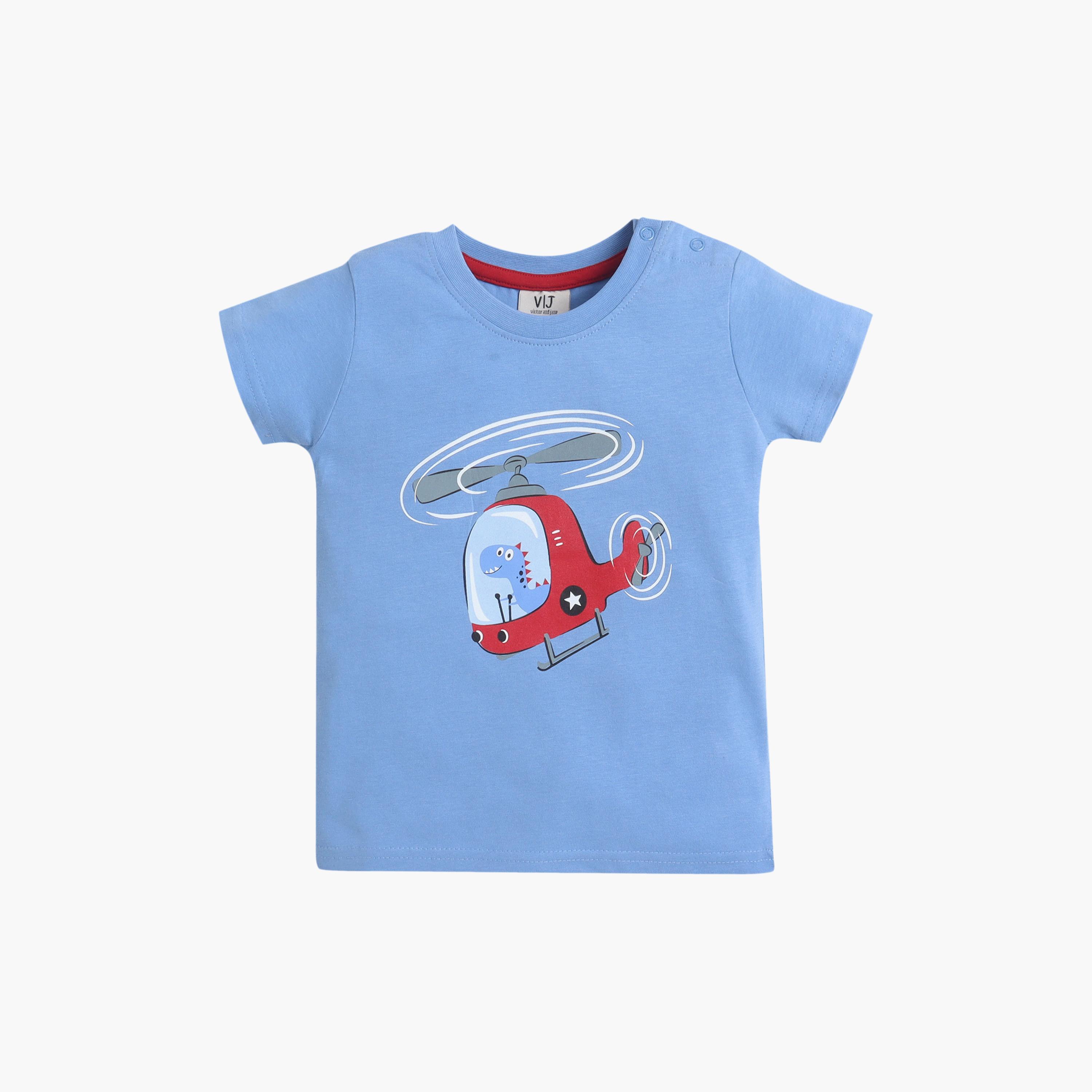 طقم مكون من 4 قطع: تي شيرتات بأكمام قصيرة ورسومات، وبنطلون مع شورت من فيكتور آند جين-boys-clothing-setsandcoords-image-12