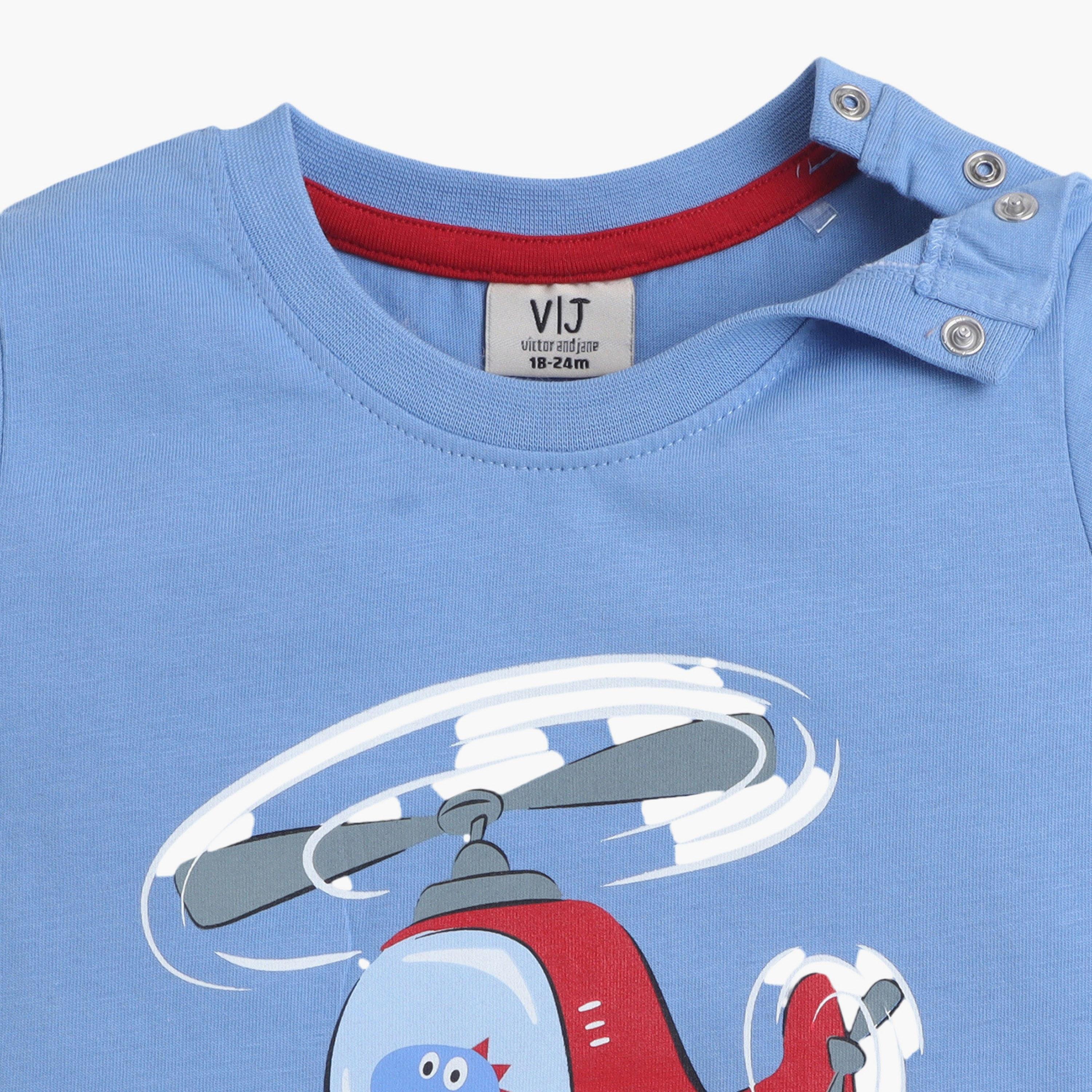 طقم مكون من 4 قطع: تي شيرتات بأكمام قصيرة ورسومات، وبنطلون مع شورت من فيكتور آند جين-boys-clothing-setsandcoords-image-3