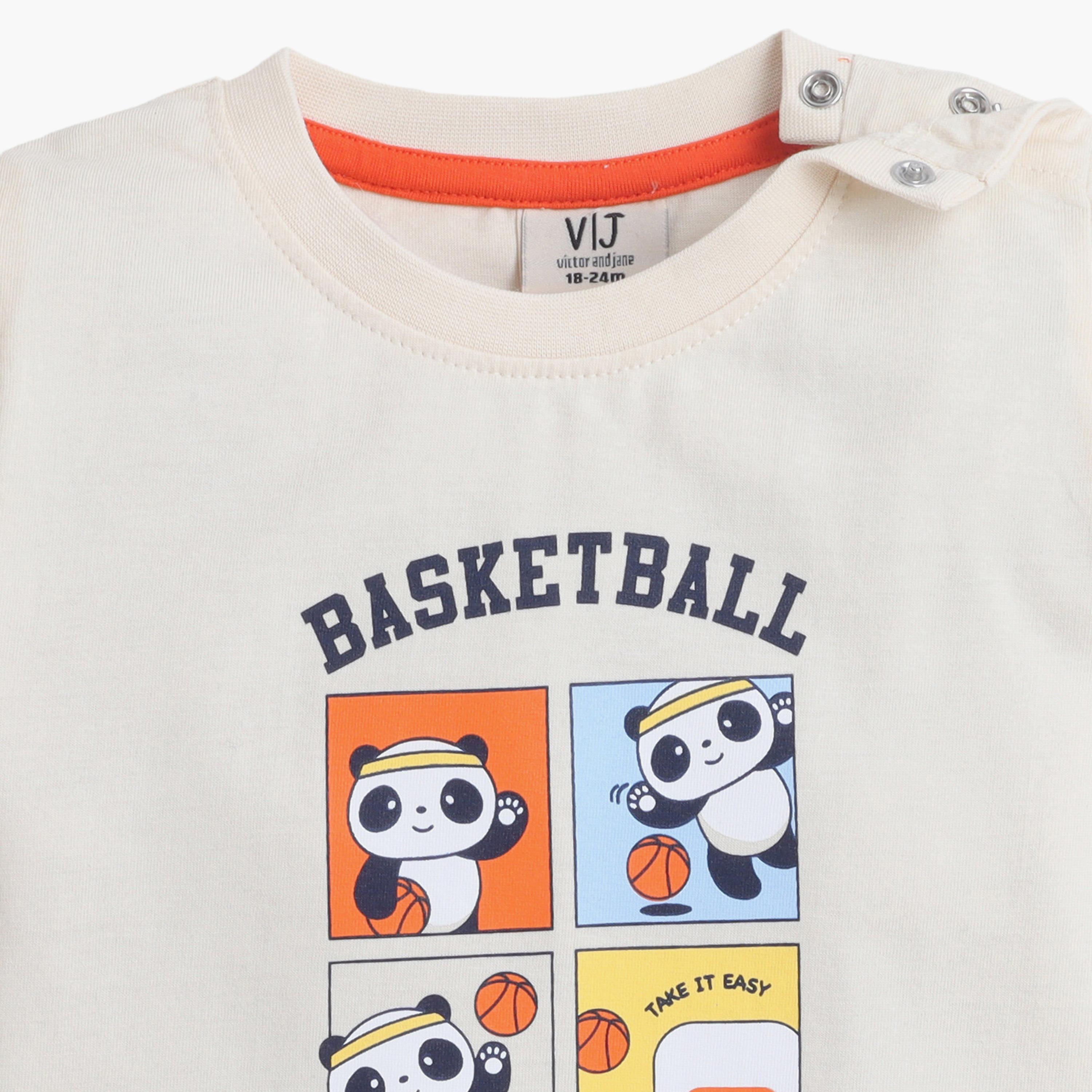 طقم مكون من 4 قطع: تي شيرتات بأكمام قصيرة ورسومات، وبنطلون مع شورت من فيكتور آند جين-boys-clothing-setsandcoords-image-2