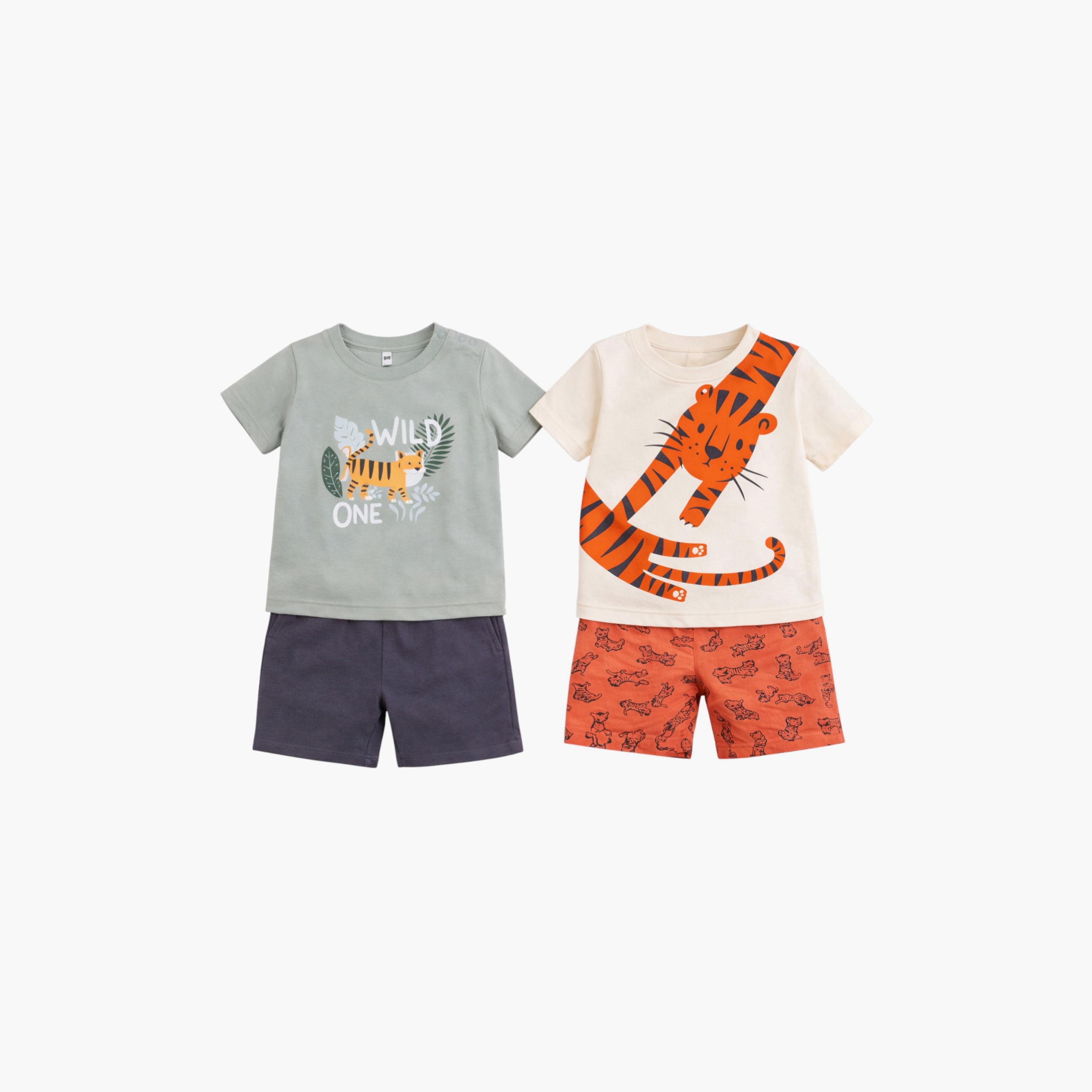 Victor and Jane Set of 2 Printed T-Shirts & Shorts-baby-boys-clothing-setsandcoords-image-3