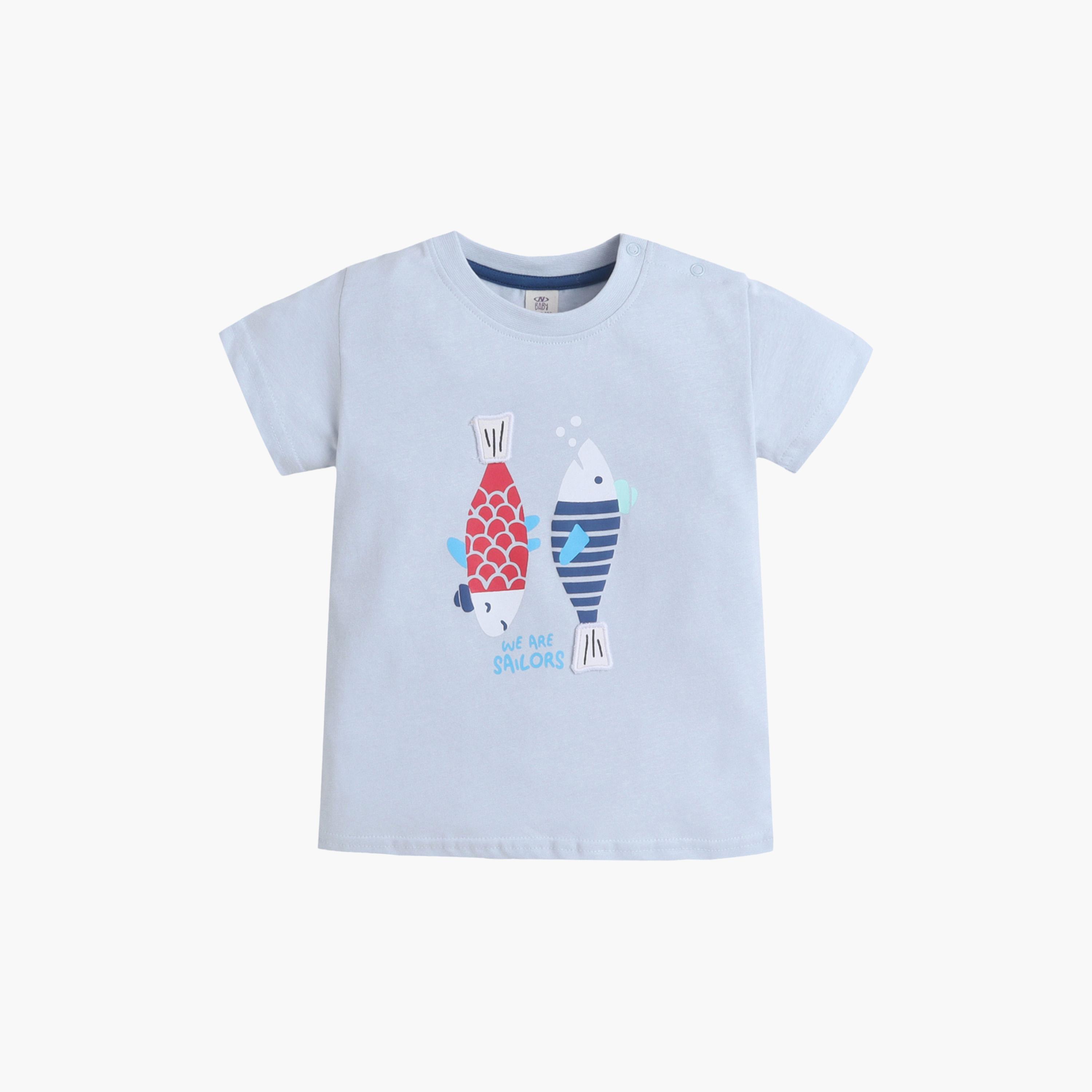 Victor and Jane Fish Printed T-Shirt & Drawstring Shorts Set-boys-clothing-setsandcoords-image-2
