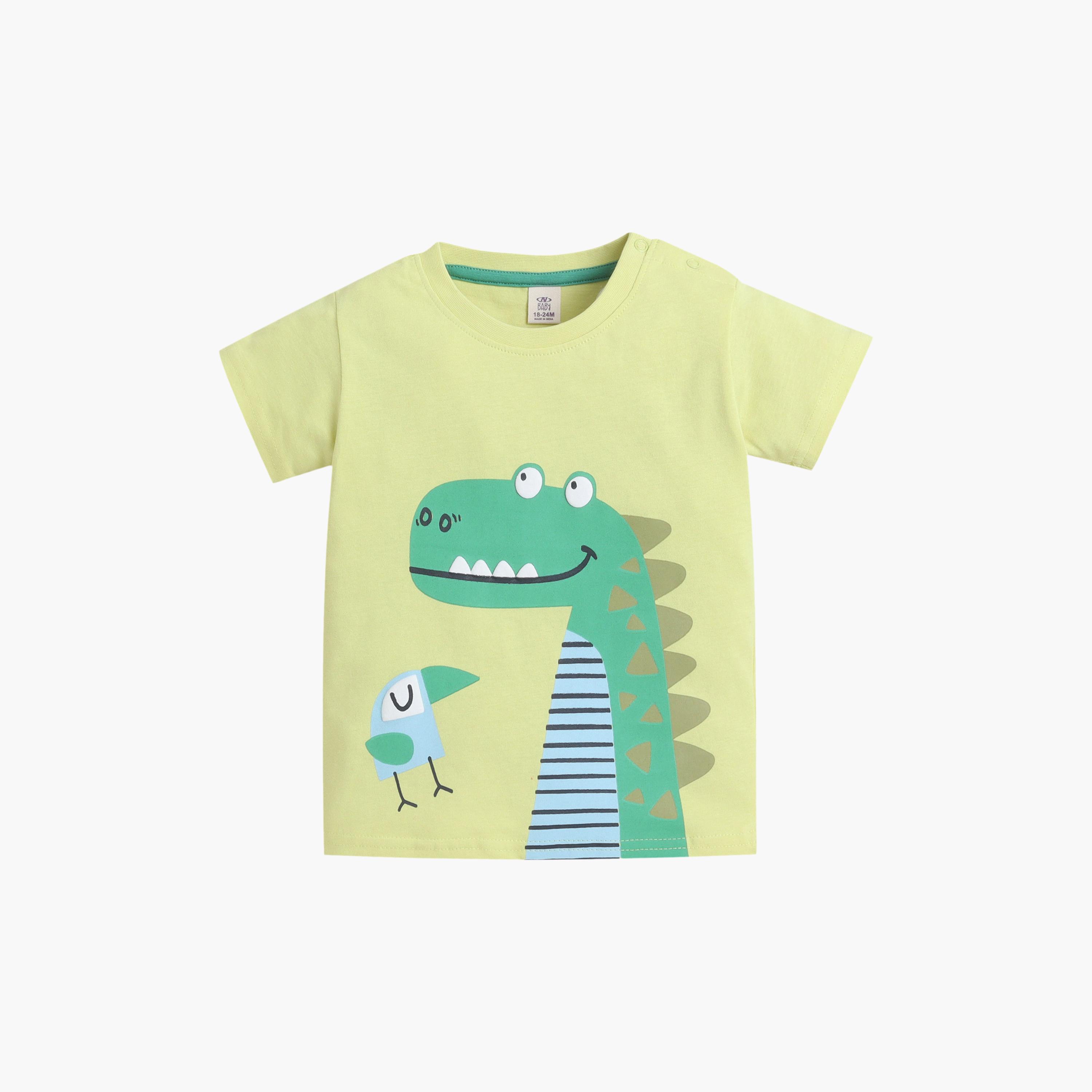 طقم تي شيرت برسومات تمساح وشورت برباط خصر من فيكتور آند جين-boys-clothing-setsandcoords-image-2