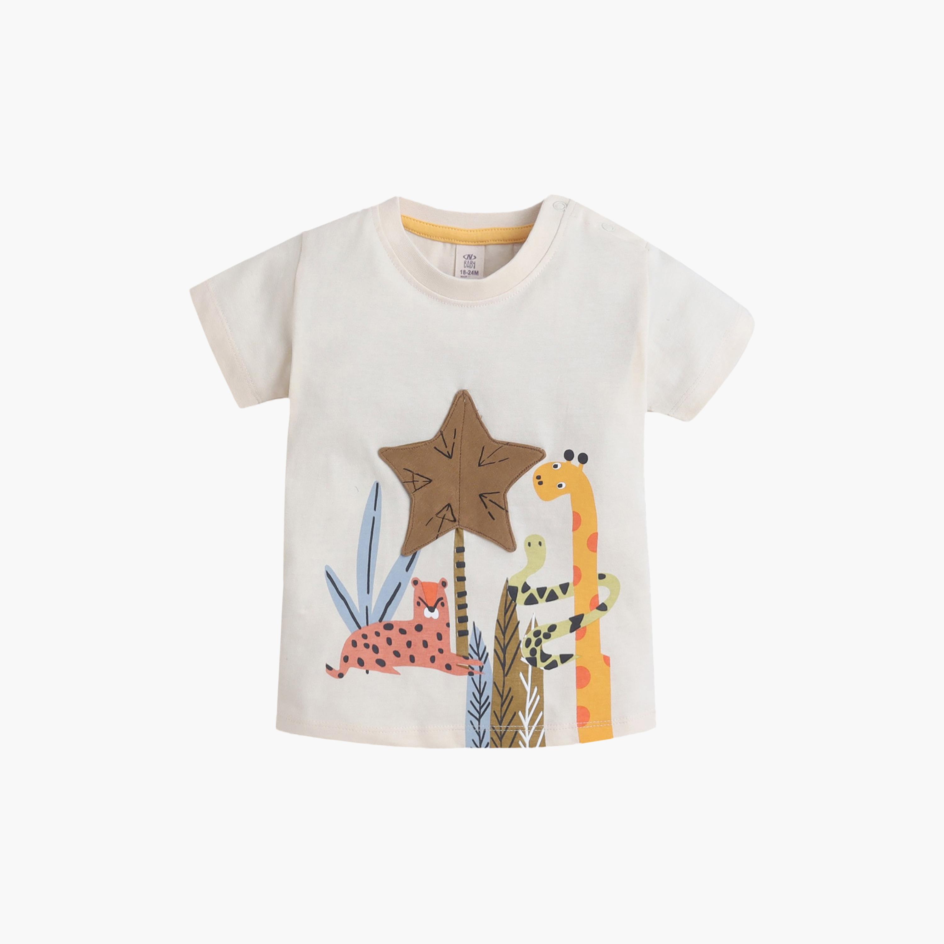 Victor and Jane Safari Animal Printed T-Shirt & Drawstring Shorts Set-boys-clothing-setsandcoords-image-2