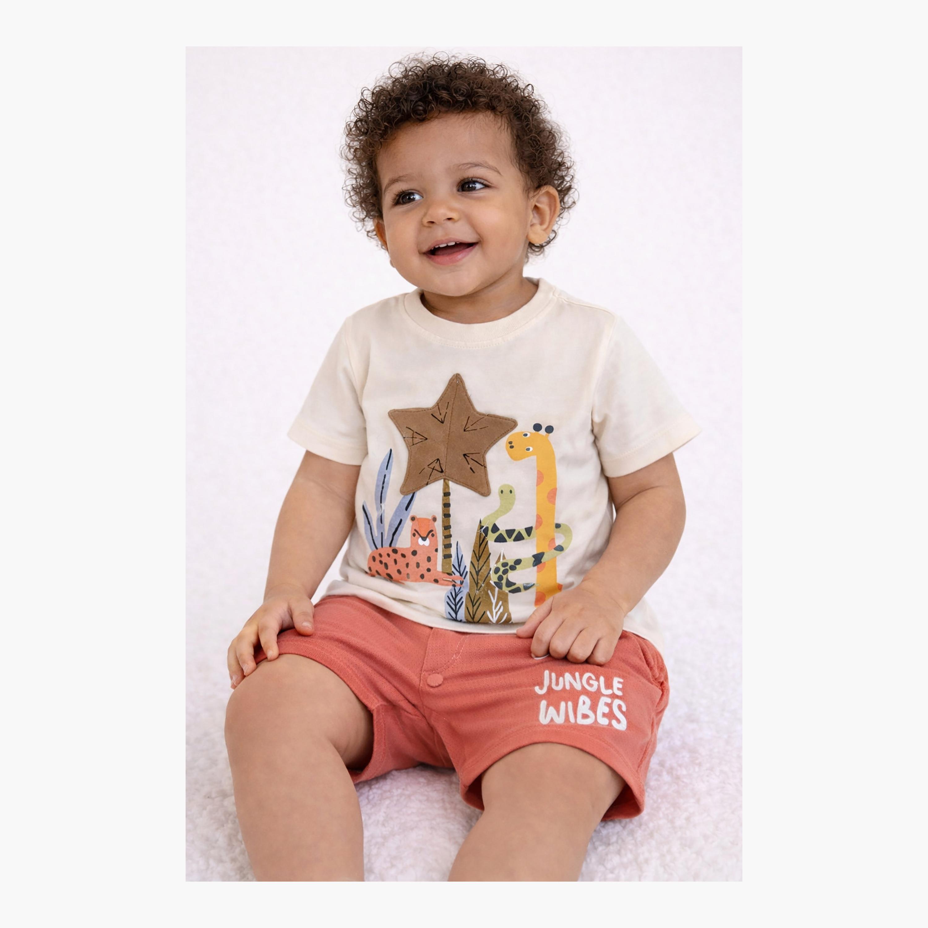 Victor and Jane Safari Animal Printed T-Shirt & Drawstring Shorts Set-boys-clothing-setsandcoords-image-4