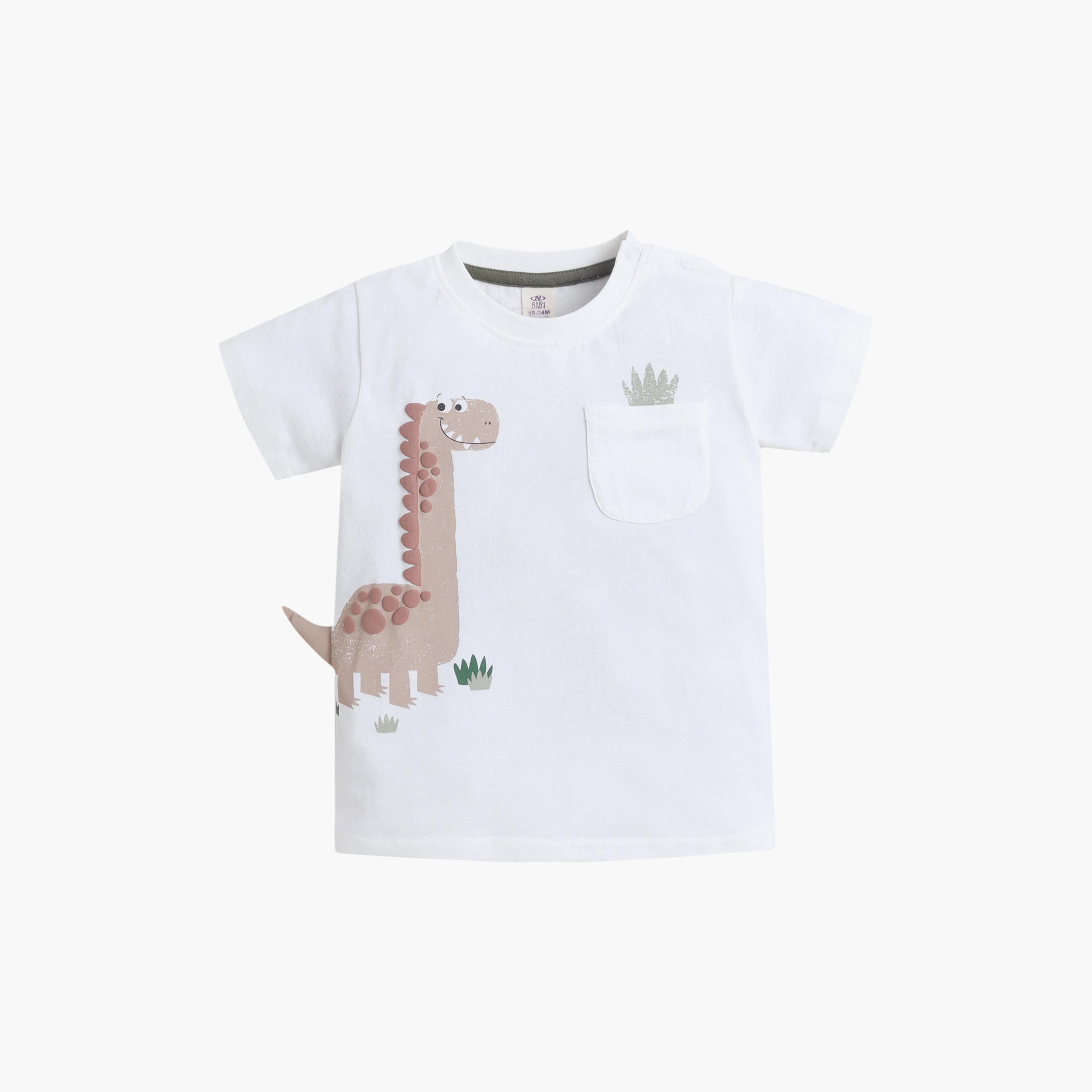 Victor and Jane Dinosaur Appliqué T-Shirt & Drawstring Shorts Set-boys-clothing-setsandcoords-image-2