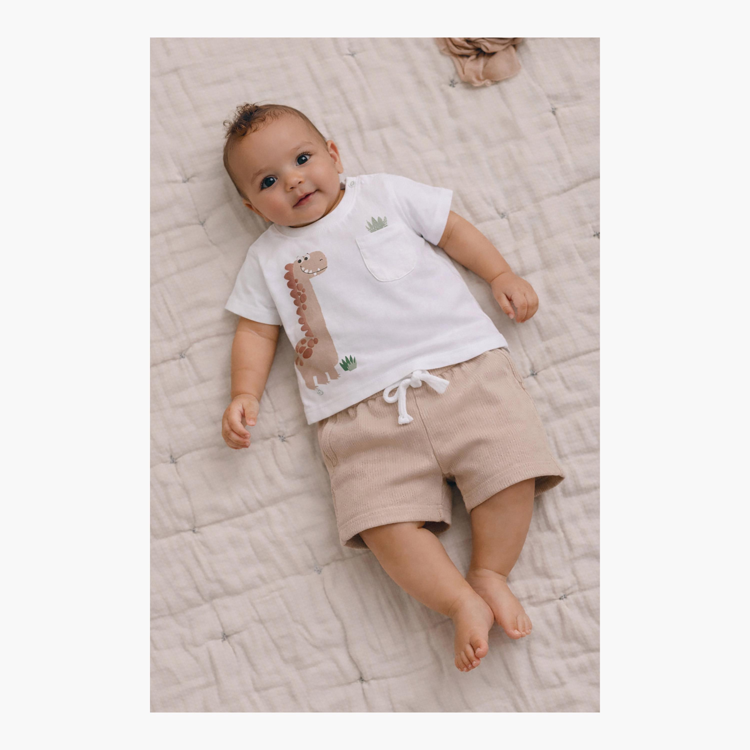 Victor and Jane Dinosaur Appliqué T-Shirt & Drawstring Shorts Set-boys-clothing-setsandcoords-image-4