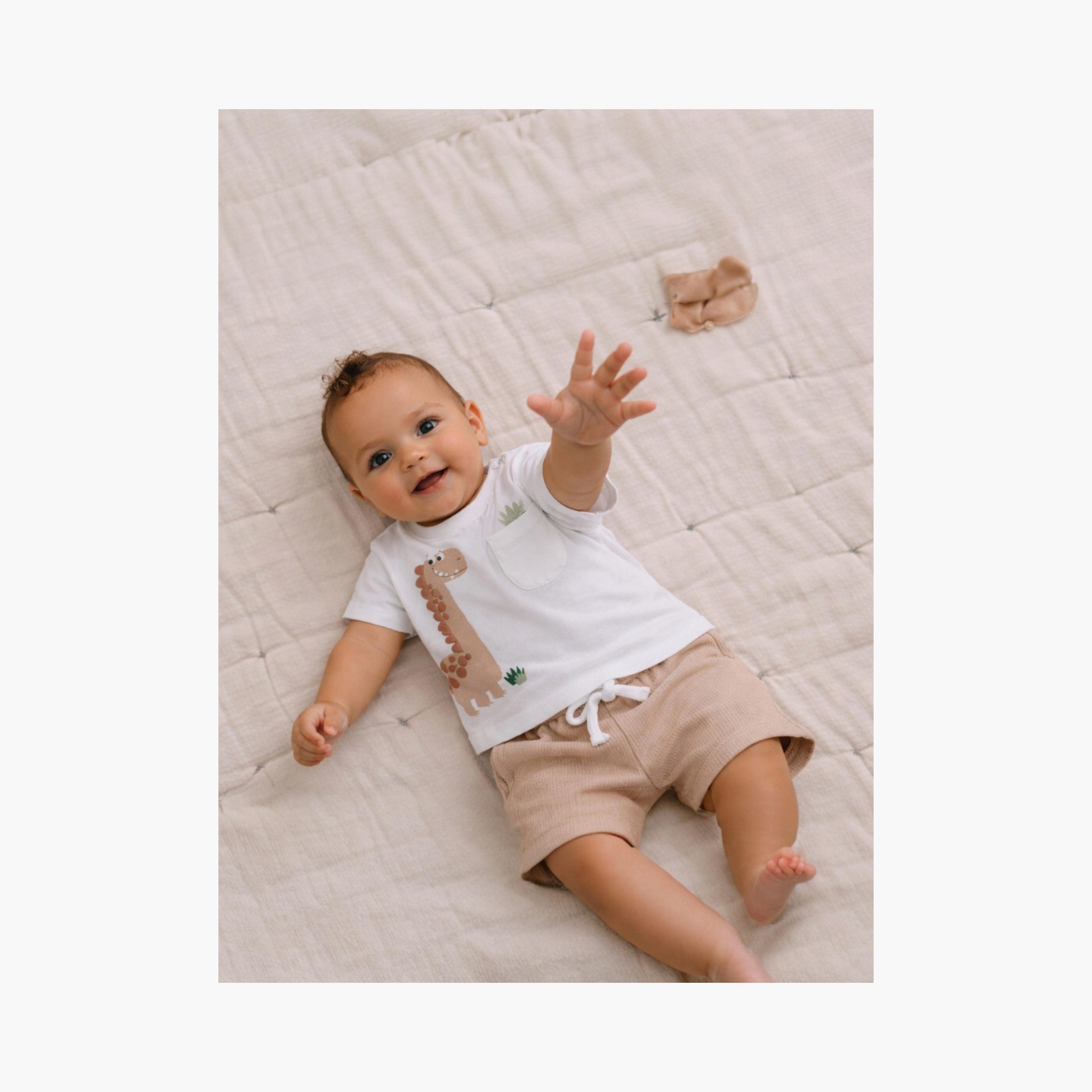 Victor and Jane Dinosaur Appliqué T-Shirt & Drawstring Shorts Set-boys-clothing-setsandcoords-image-5