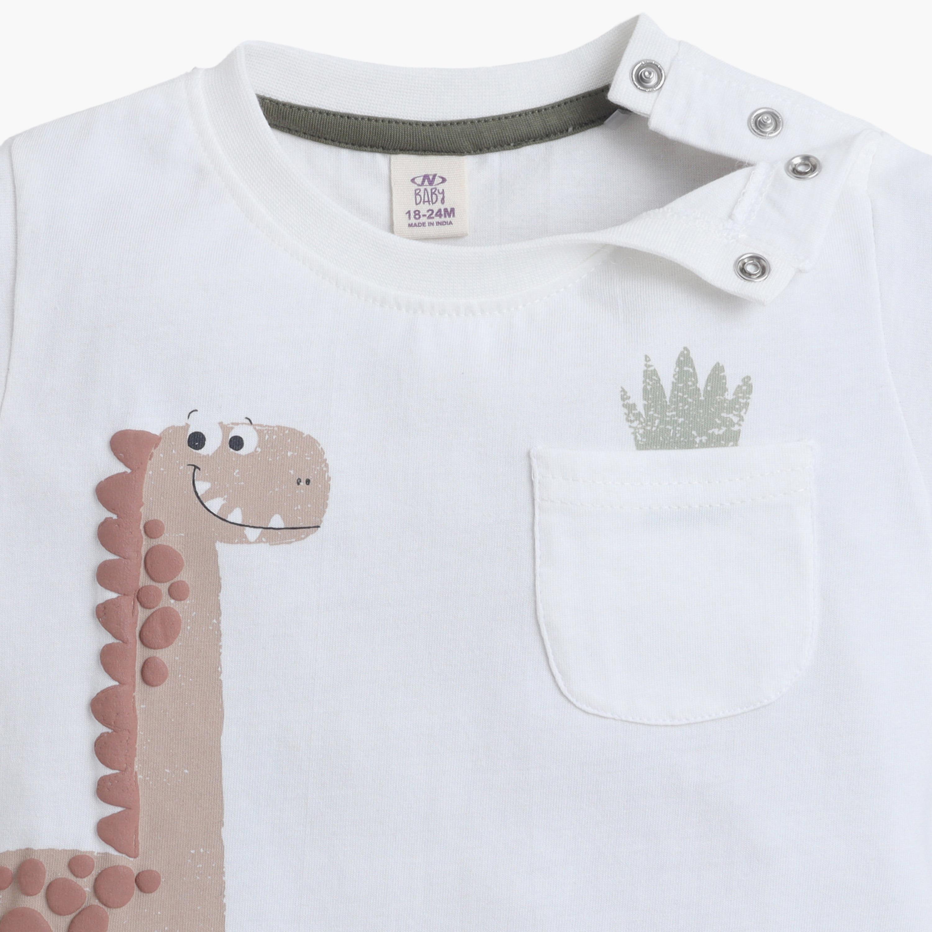 Victor and Jane Dinosaur Appliqué T-Shirt & Drawstring Shorts Set-boys-clothing-setsandcoords-image-7