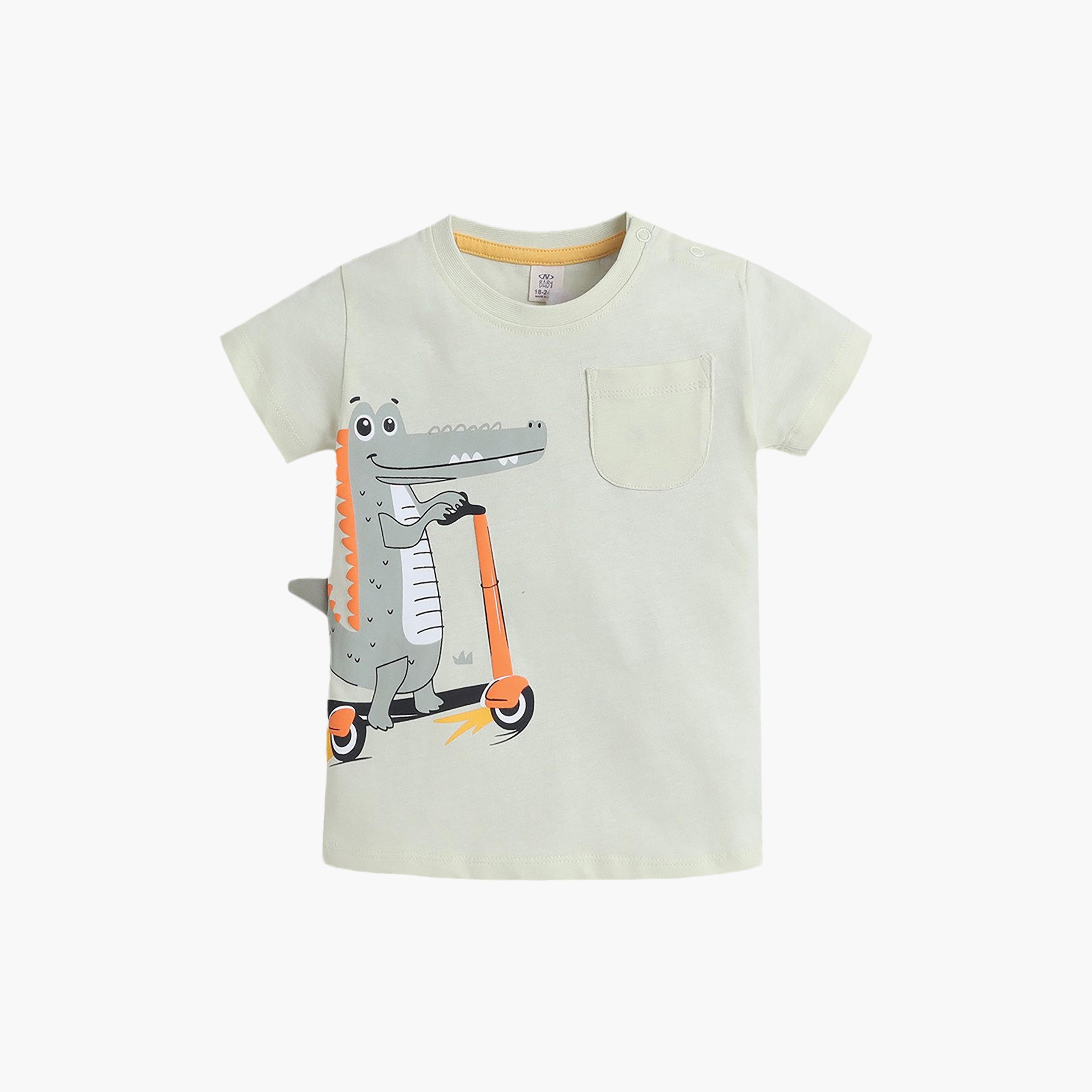 Victor and Jane Crocodile Scooter Printed T-Shirt & Drawstring Shorts Set-boys-clothing-setsandcoords-image-2