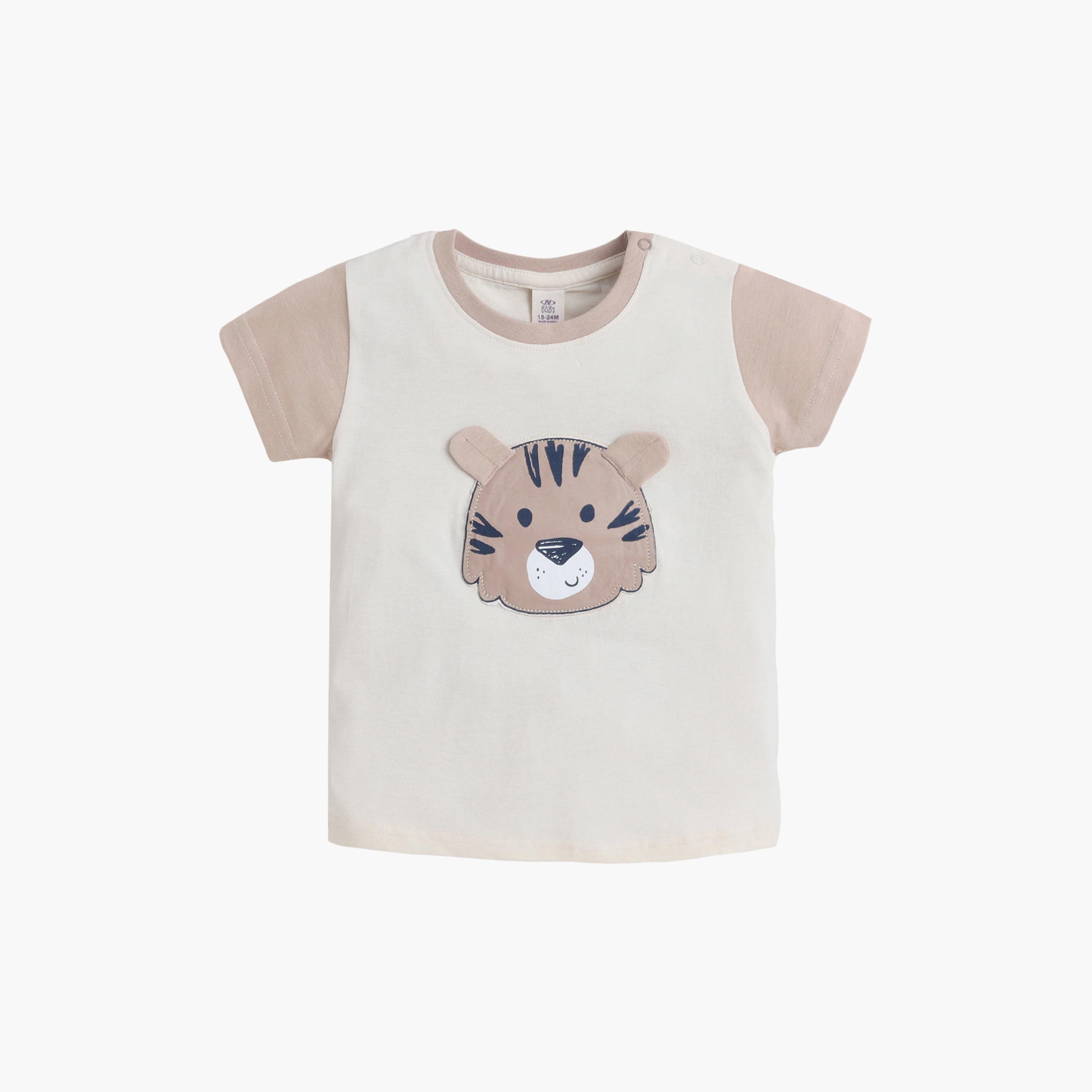 Victor and Jane Half Sleeves Tiger Face Embroidered T-Shirt & Shorts Set-baby-boys-clothing-setsandcoords-image-5