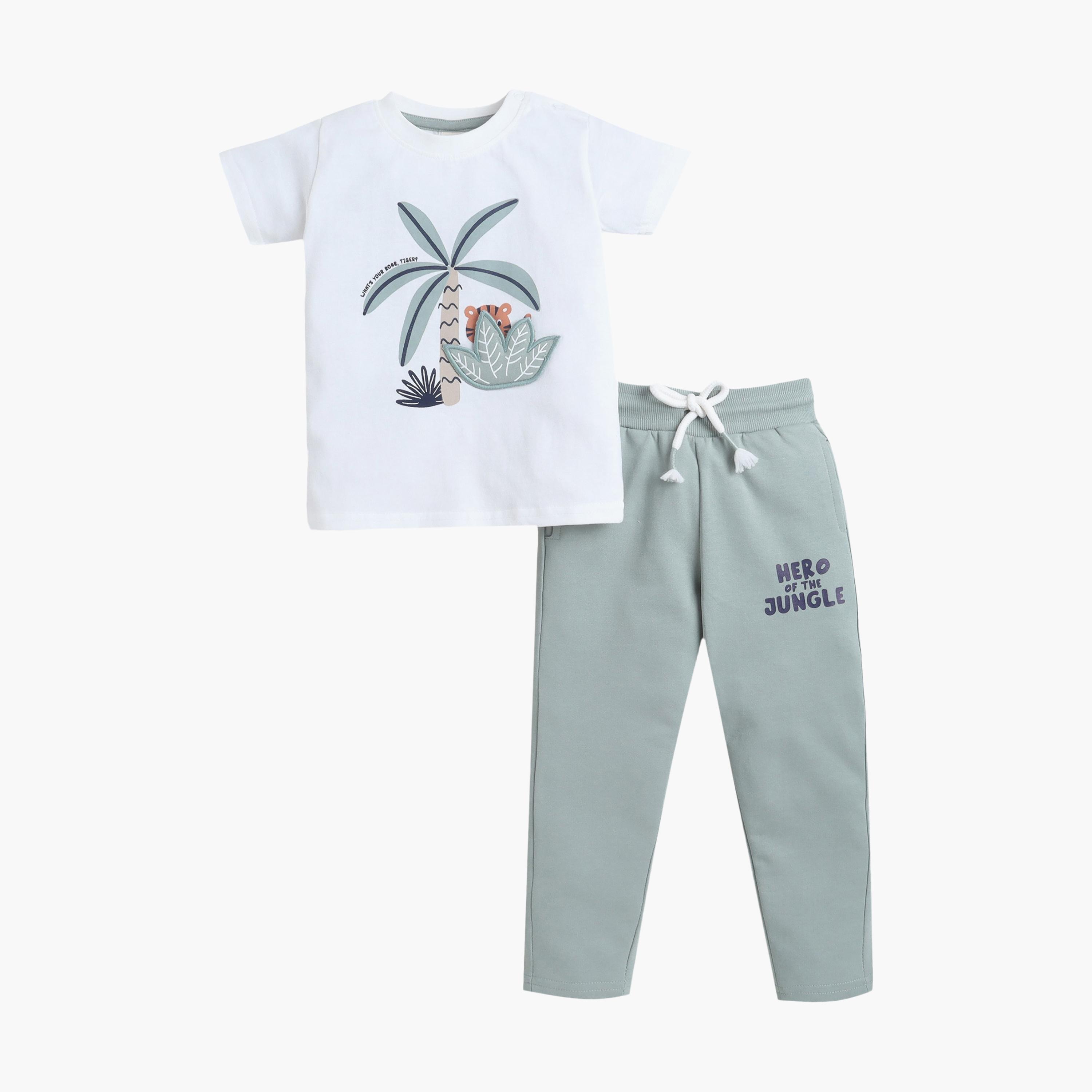 Victor and Jane Tropical Crocodile T-Shirt & Hero Jungle Joggers Set-boys-clothing-setsandcoords-image-1