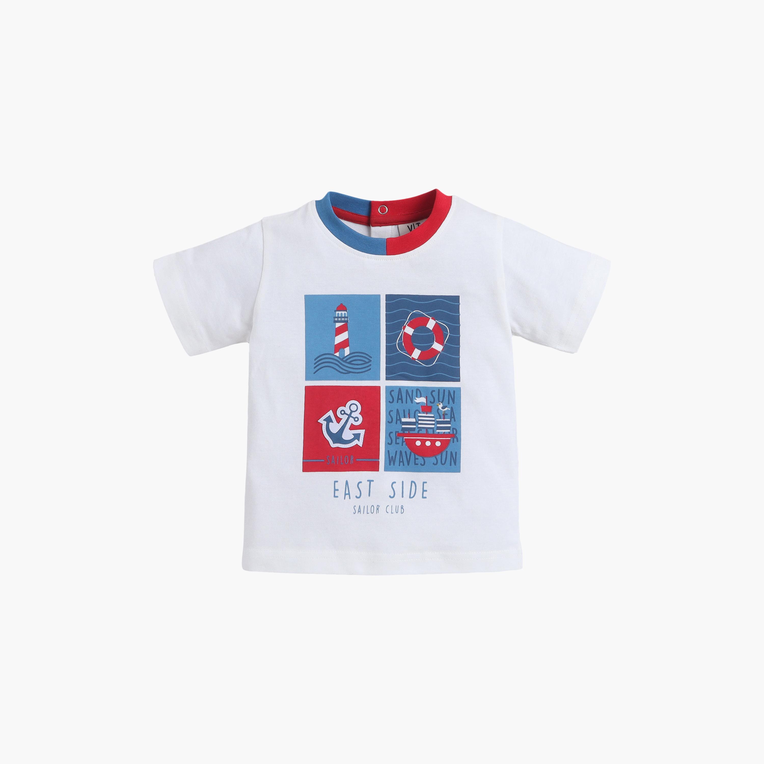 طقم تي شيرت بياقة مستديرة وشورت بطبعة بحرية من فيكتور آند جين-boys-clothing-setsandcoords-image-4