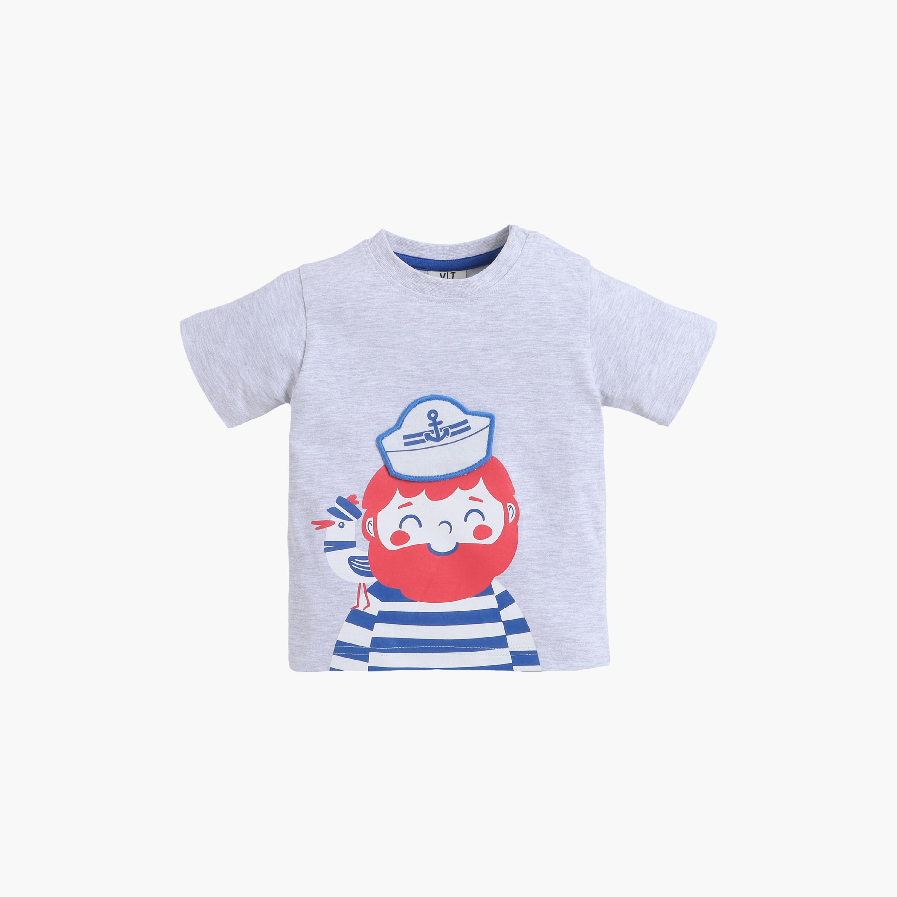 طقم تي شيرت بياقة مستديرة وشورت بطبعة "البحار" من فيكتور آند جين-boys-clothing-setsandcoords-image-4