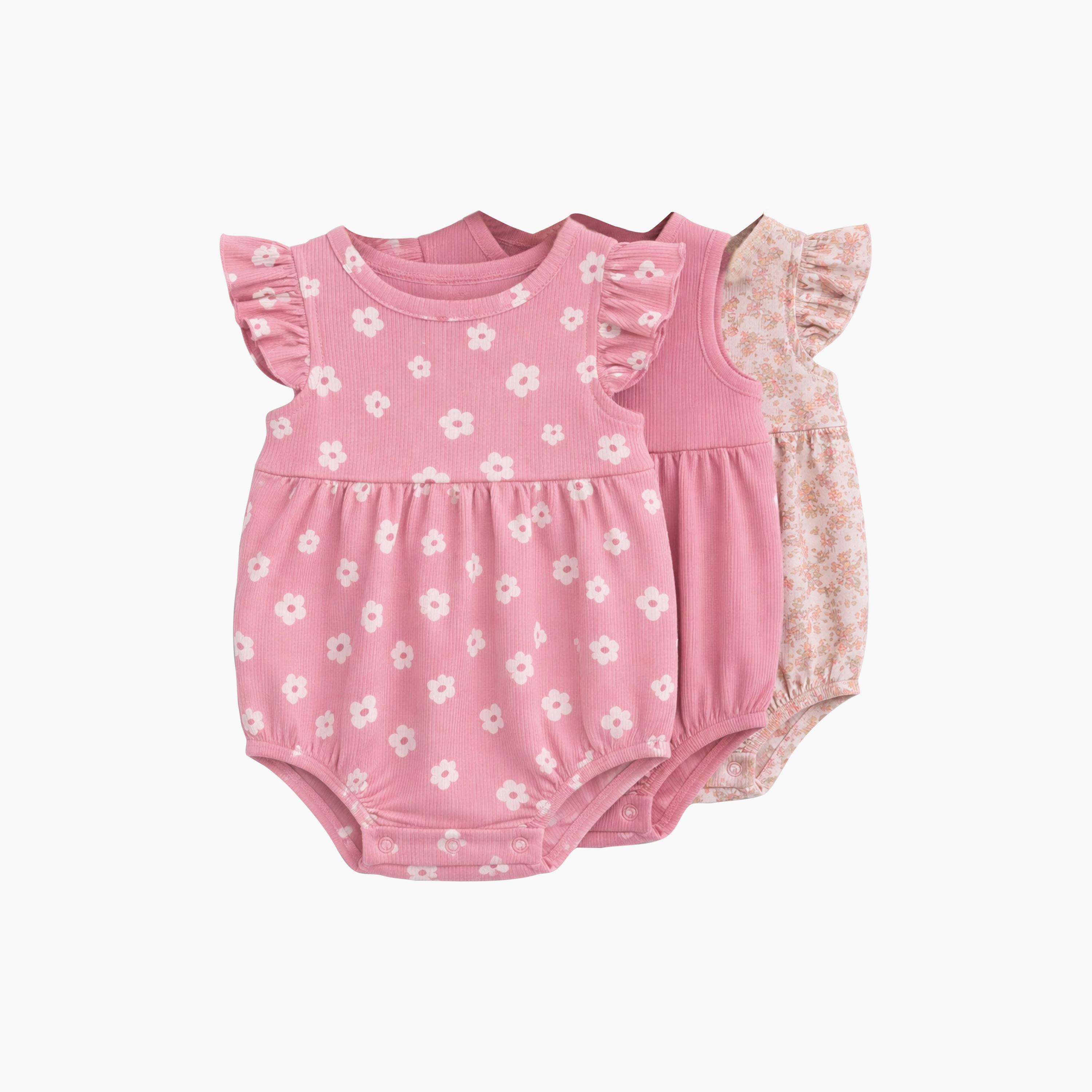 رومبير بدون أكمام بطبعة زهور مكون من 3 قطع من فيكتور آند جين-baby-girls-clothing-rompers-image-3