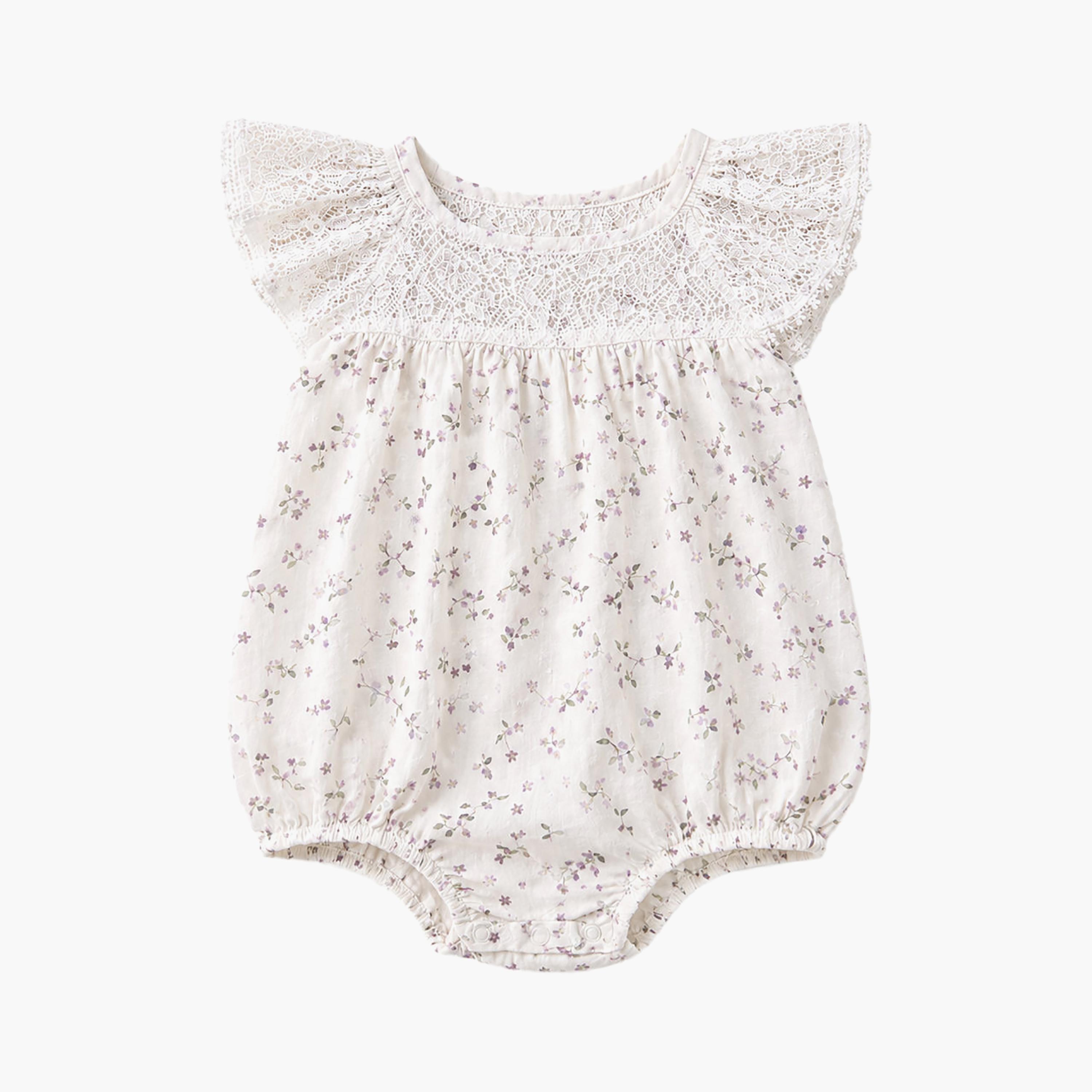طقم رومبير بنقشة الزهور وأكمام قصيرة مكشكشة مع عصبة رأس وجوارب من فيكتور آند جين-baby-girls-clothing-rompers-image-5