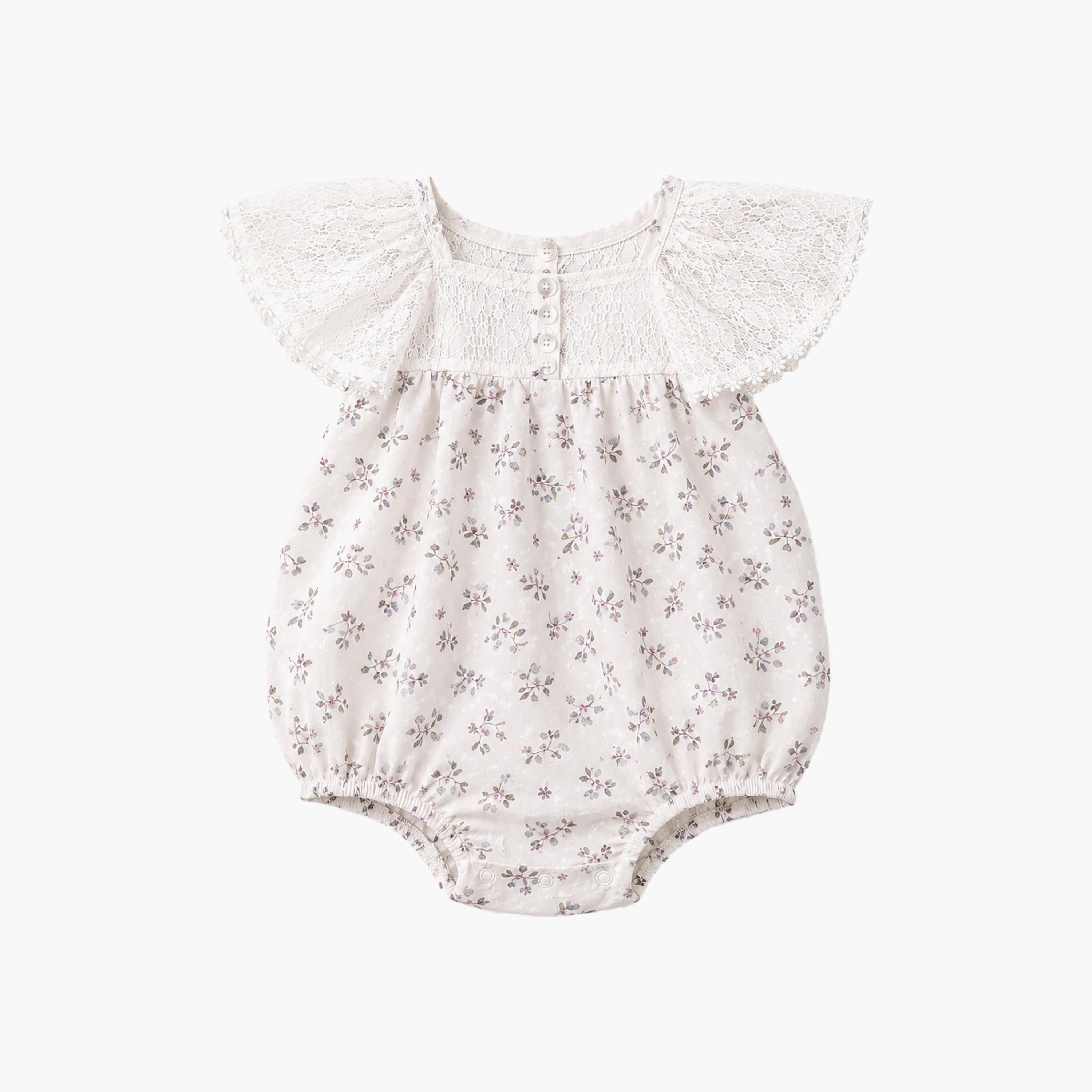 طقم رومبير بنقشة الزهور وأكمام قصيرة مكشكشة مع عصبة رأس وجوارب من فيكتور آند جين-baby-girls-clothing-rompers-image-6