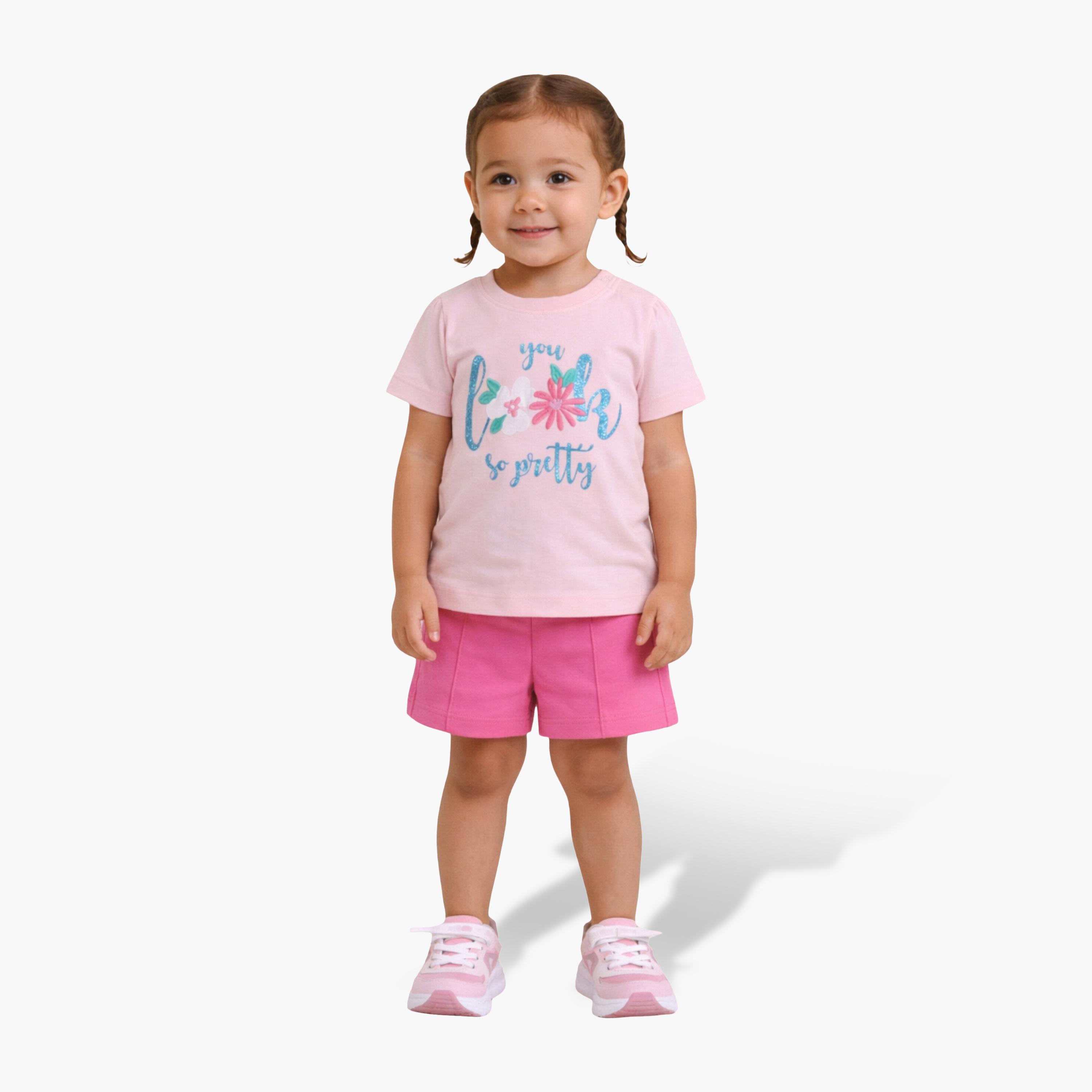 Victor and Jane Floral Graphic T-Shirt & Shorts Set-girls-clothing-setsandcoords-image-1