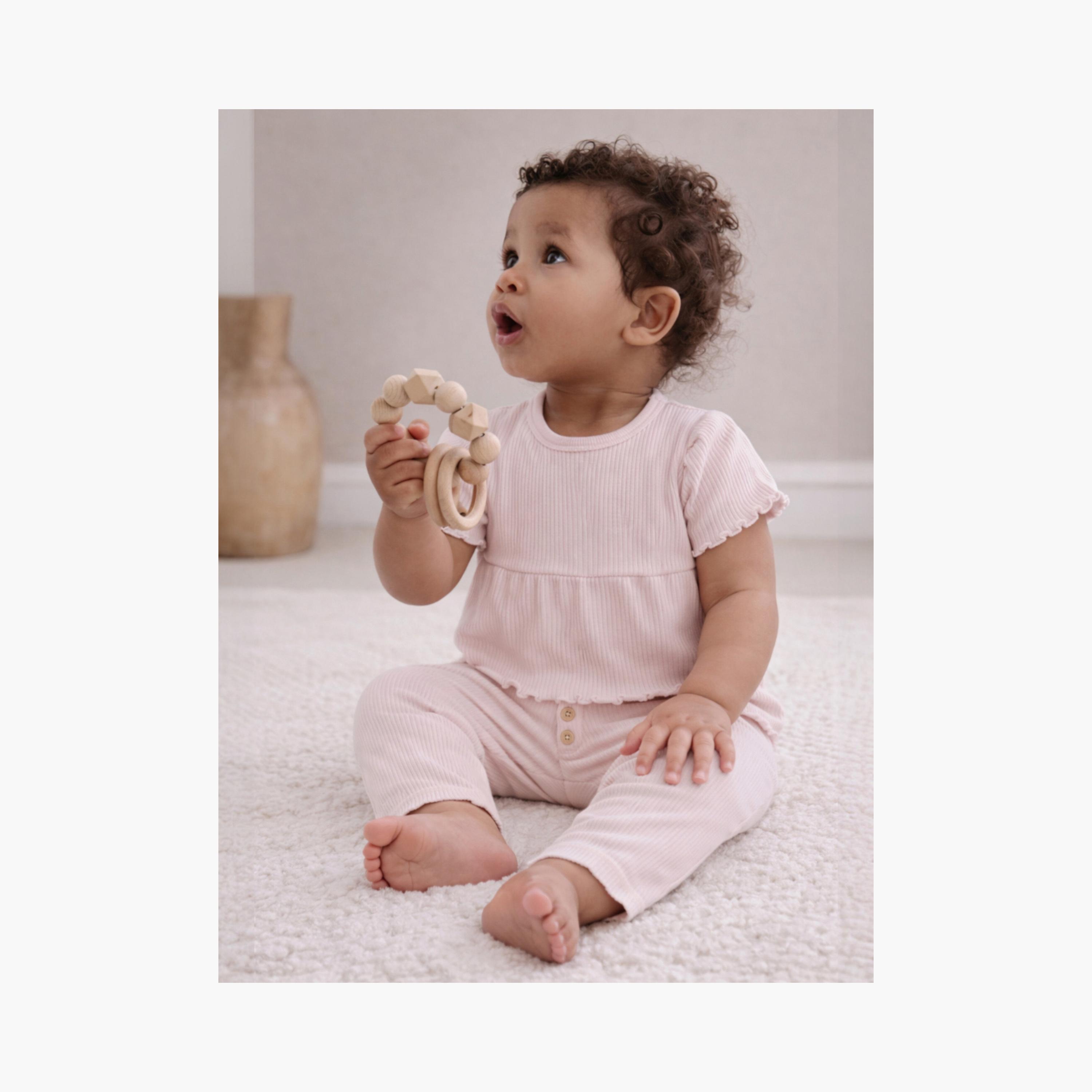 Victor and Jane 2-Piece Printed Short Sleeves Rib T-Shirt with 2-Piece Rib Leggings Set-baby-girls-clothing-setsandcoords-image-3