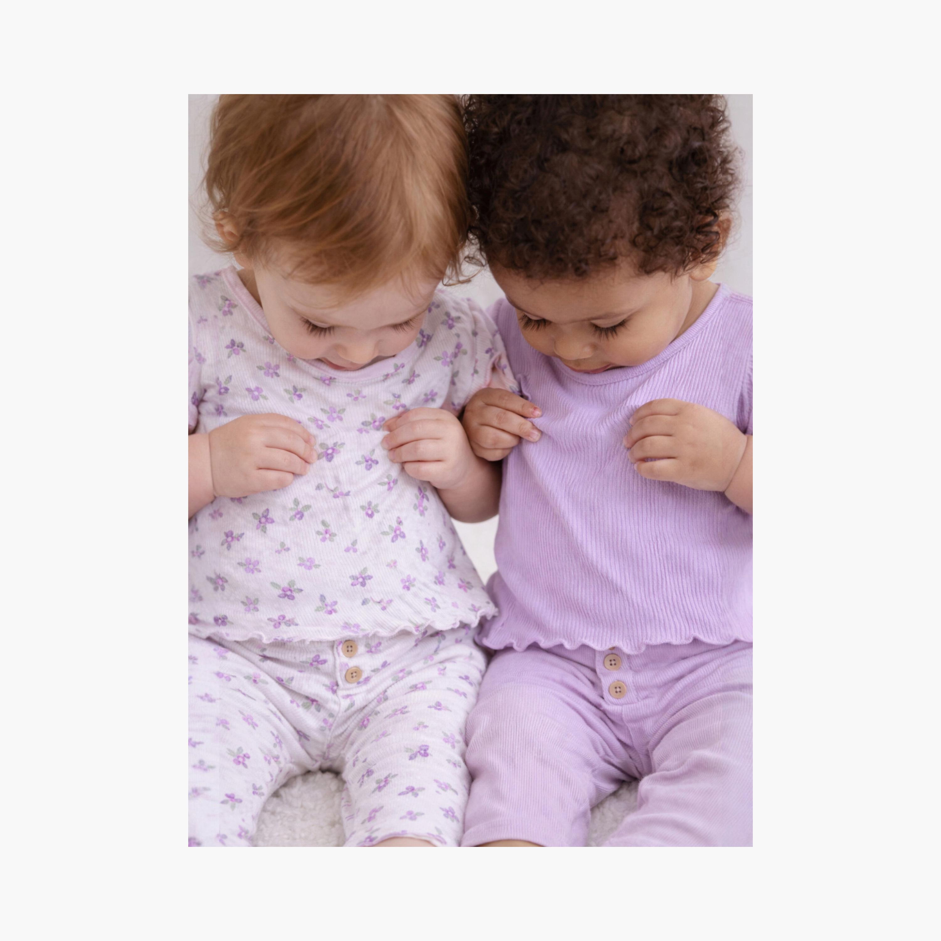 Victor and Jane 2-Piece Printed Short Sleeves Rib T-Shirt with 2-Piece Rib Leggings Set-baby-girls-clothing-setsandcoords-image-4