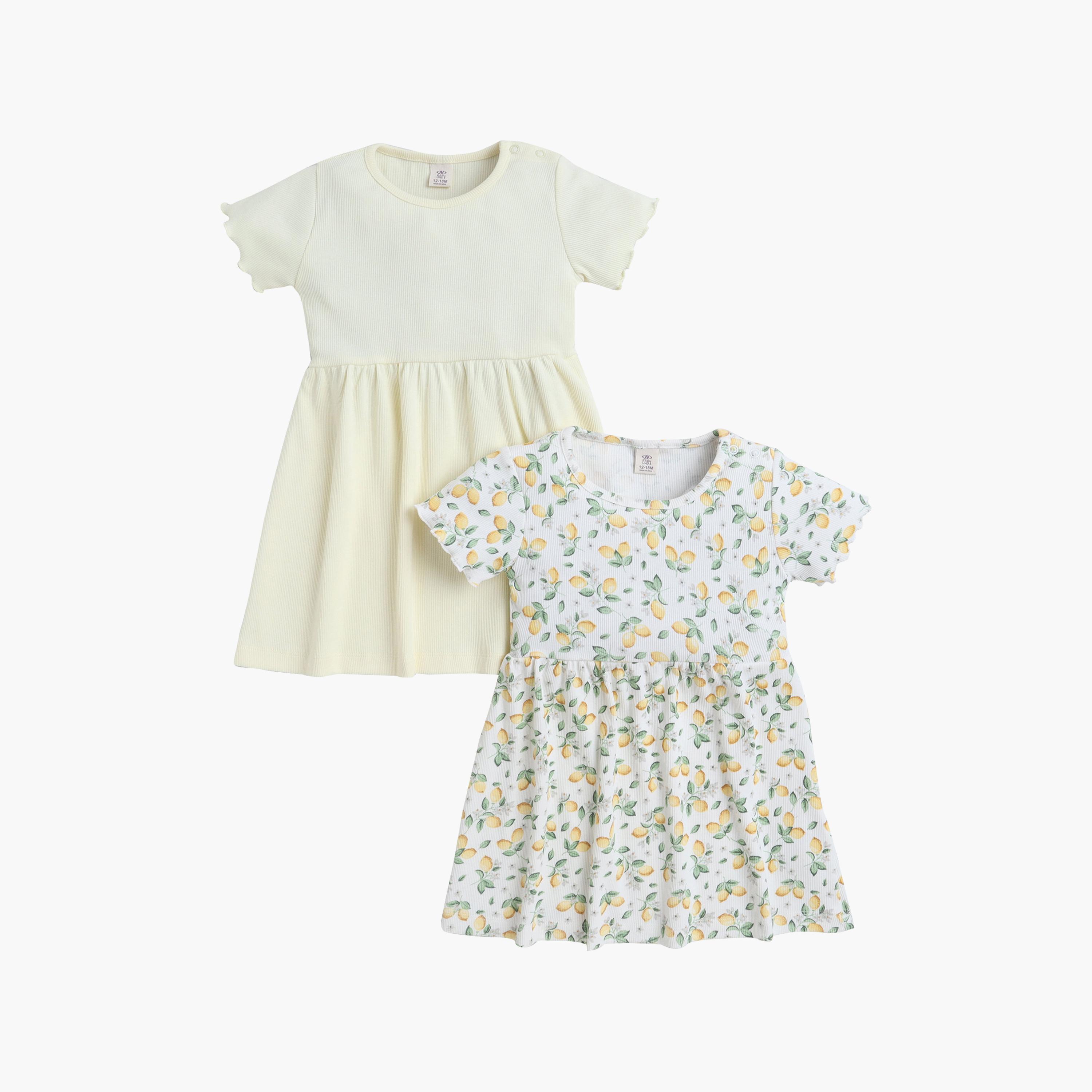 Victor and Jane 2-Piece Daisy Floral & Cream Striped Dress Set-girls-clothing-dressesandjumpsuits-image-1