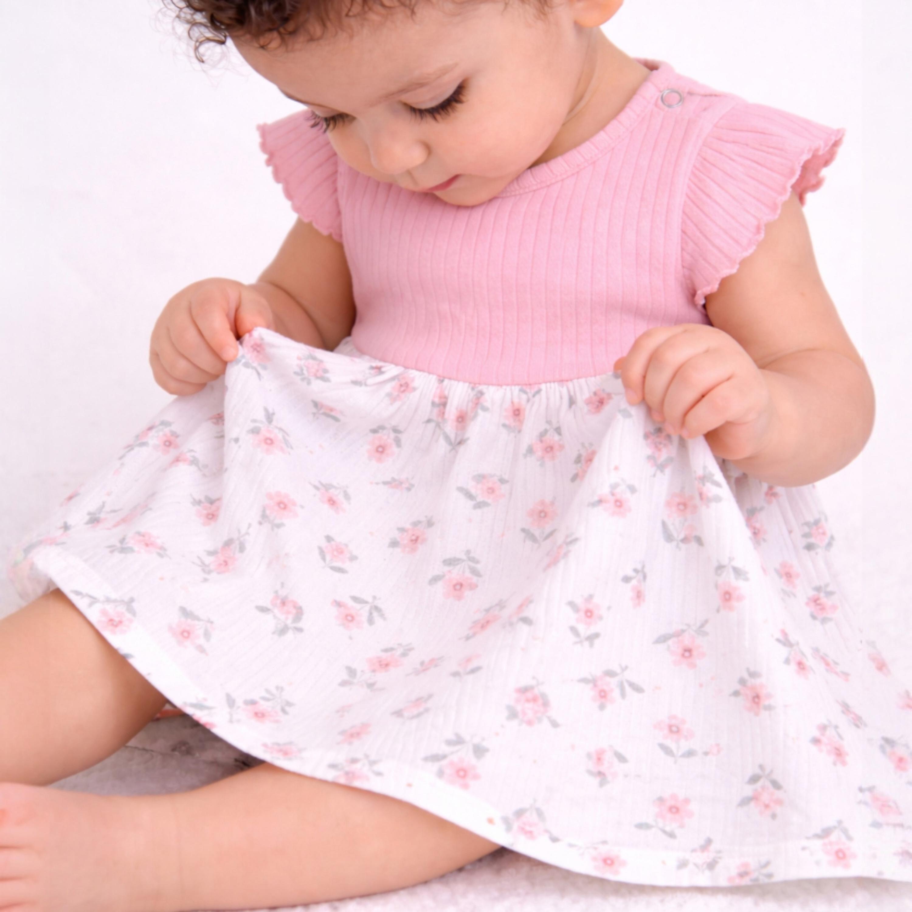 Victor and Jane Short Sleeves Drop Needle Dress with Floral Skirt-baby-girls-clothing-dressesandjumpsuits-image-3